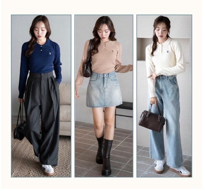 【Luxury】 日本小眾品牌   US POLOASSN. 時尚百搭款 立領長袖上衣 針織衫 女款 素色長袖 棉質