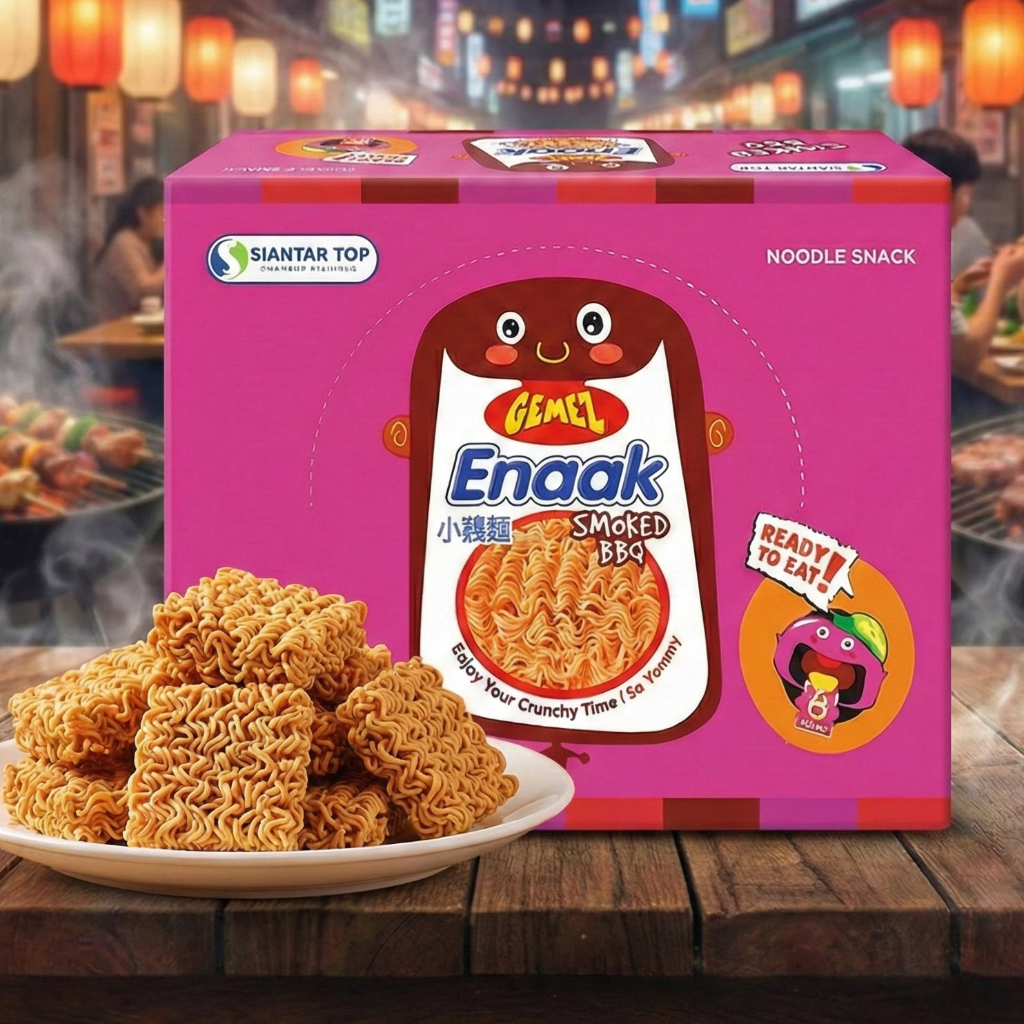 韓國 ENAAK 小雞 點心麵 16g X 30包 燒烤微辣風味 (桃紅盒)