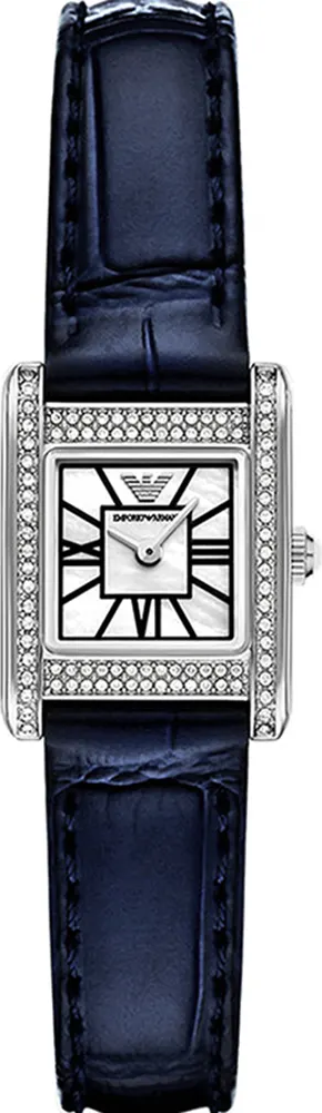 萬年鐘錶 - ARMANI  晶鑽珍珠貝優雅方形女錶 AR11718 錶徑20x26MM