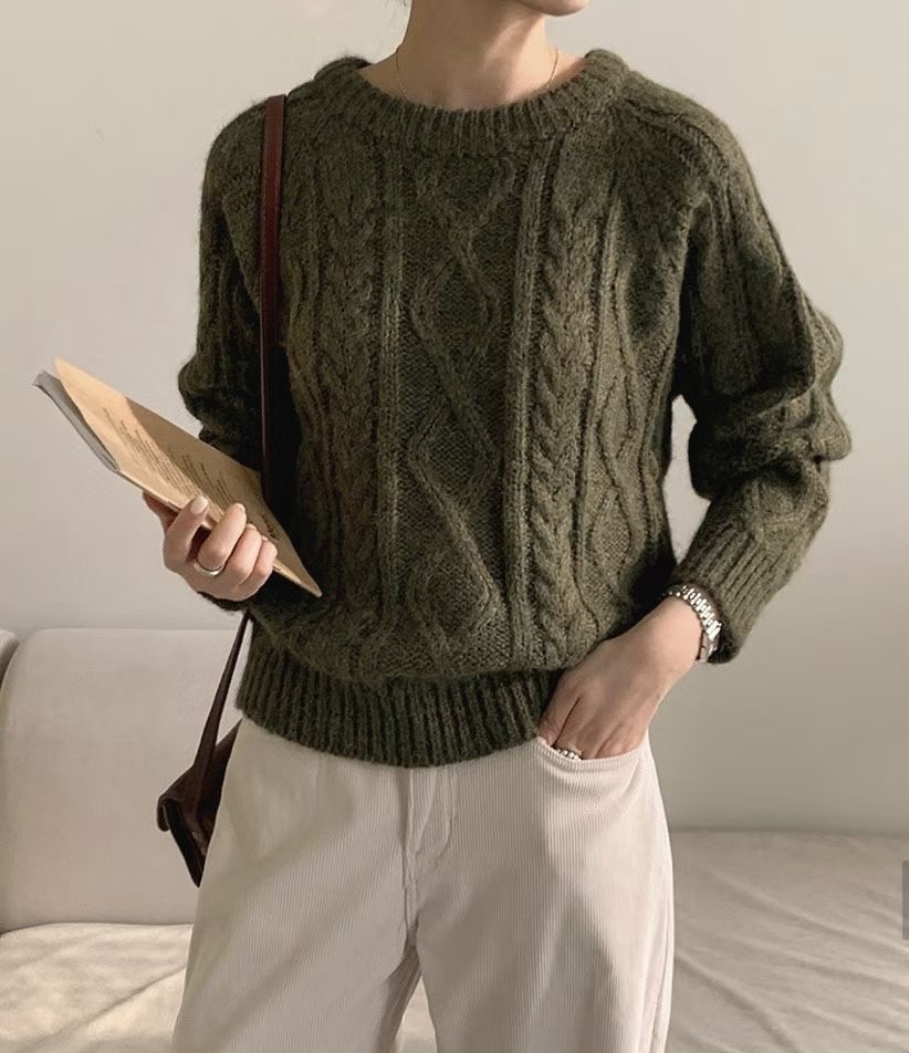 紐紋復古麻花毛衣