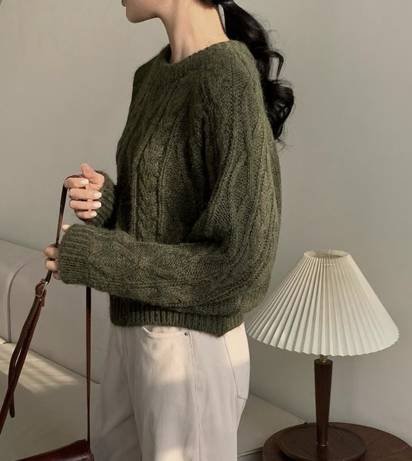 紐紋復古麻花毛衣