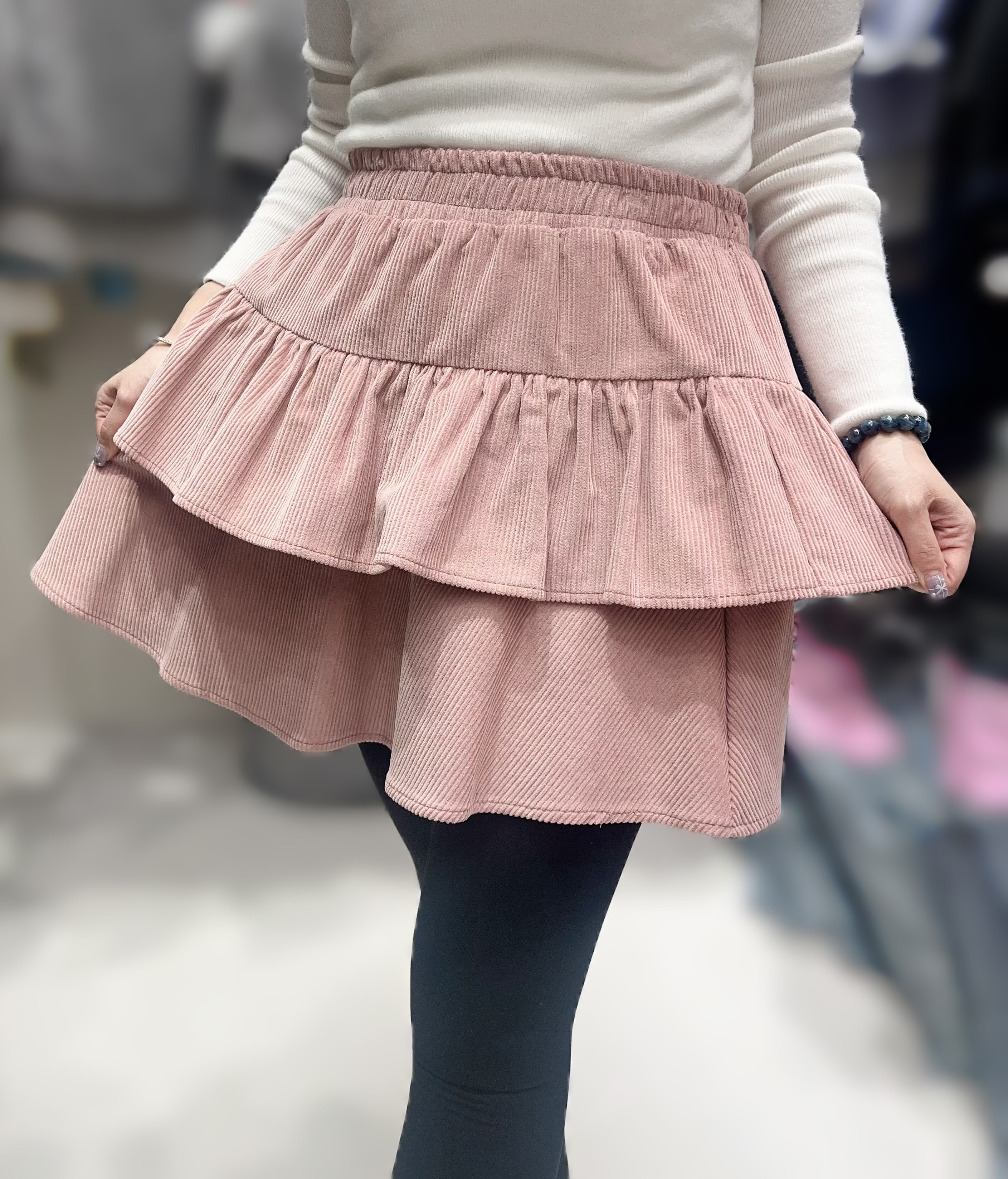 ME19   只有粉  燈花絨裙  腰 25-40   HIP 51  長16   $399 (一口價)