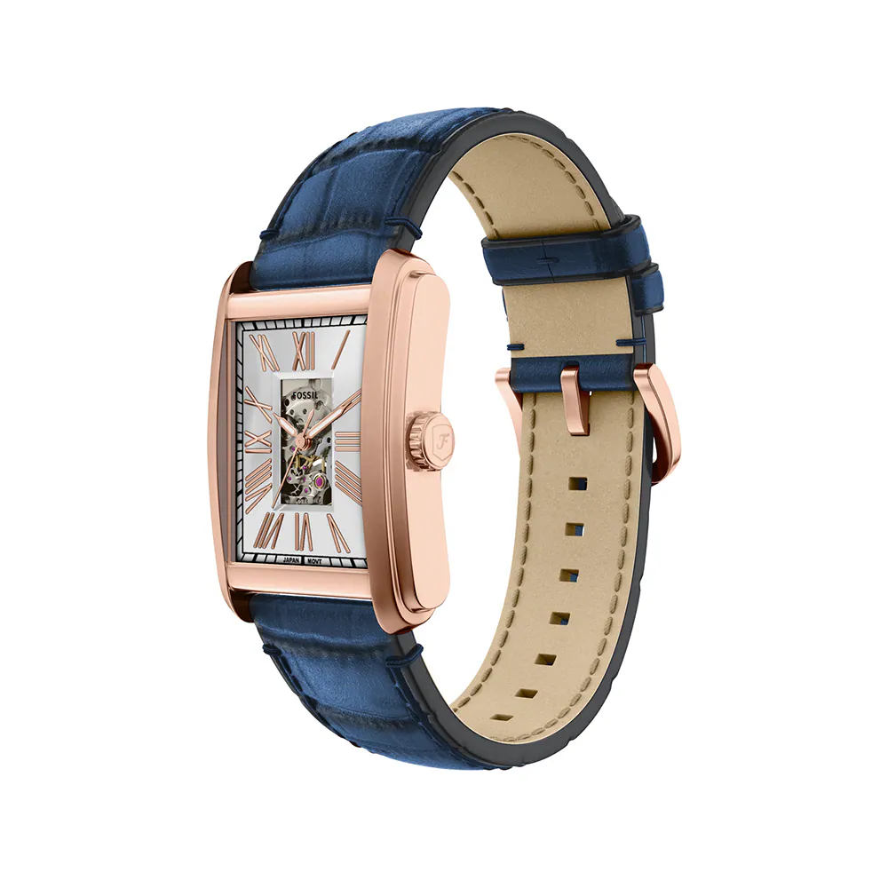 萬年鐘錶 - Fossil   方型時尚羅馬時標機械皮革款男錶 ME3274 錶徑30MM