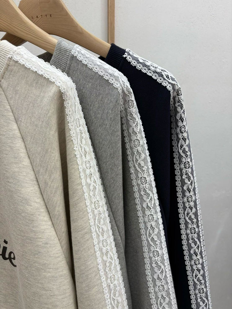 C’est la vie 法式字樣｜早春蕾絲手袖棉質上衣｜溫柔氣質日常款
