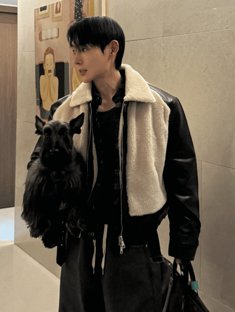 羊羔毛皮革野馬外套