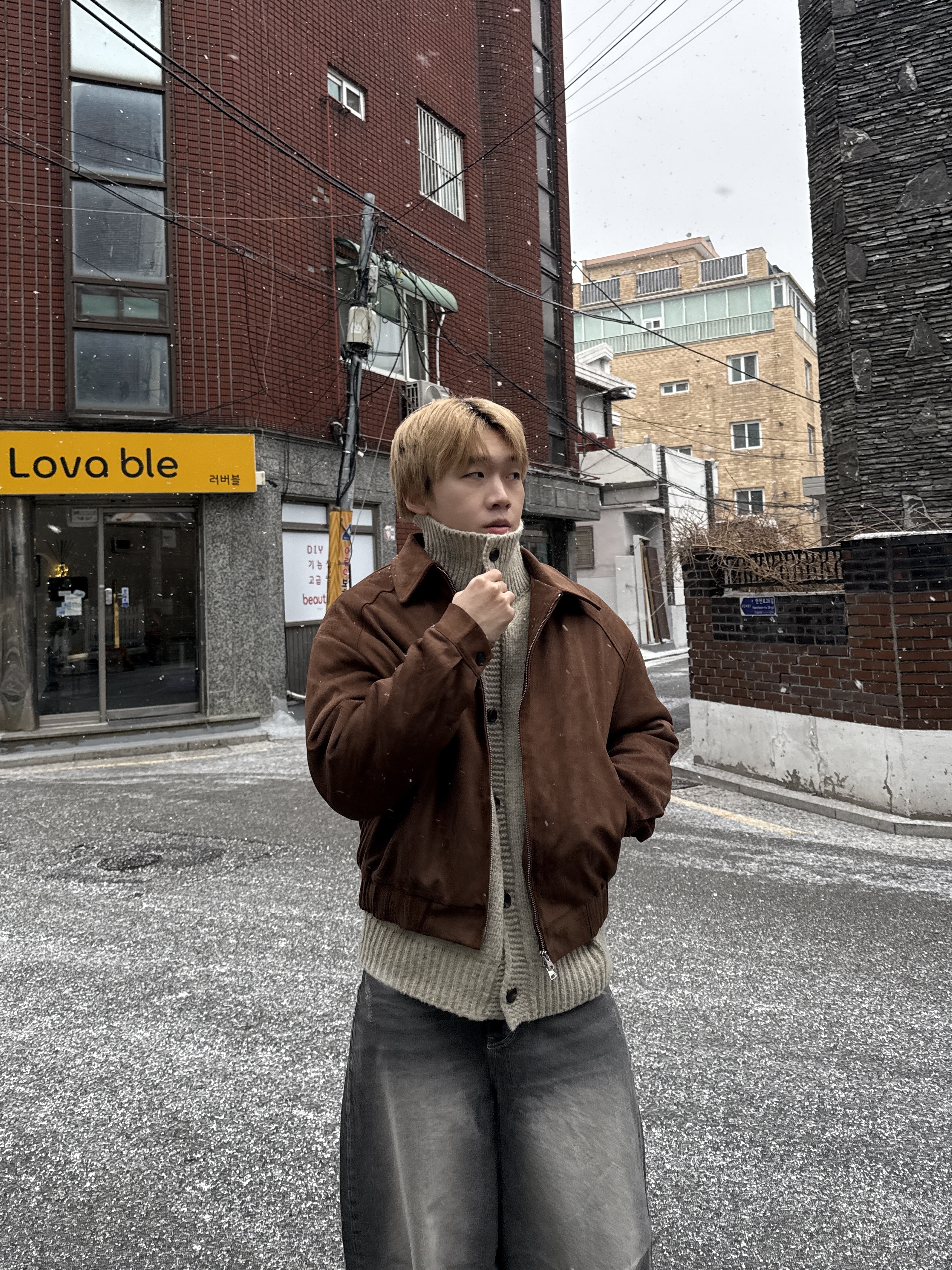 蓬鬆麂皮 雙拉鏈 鋪棉短版夾克