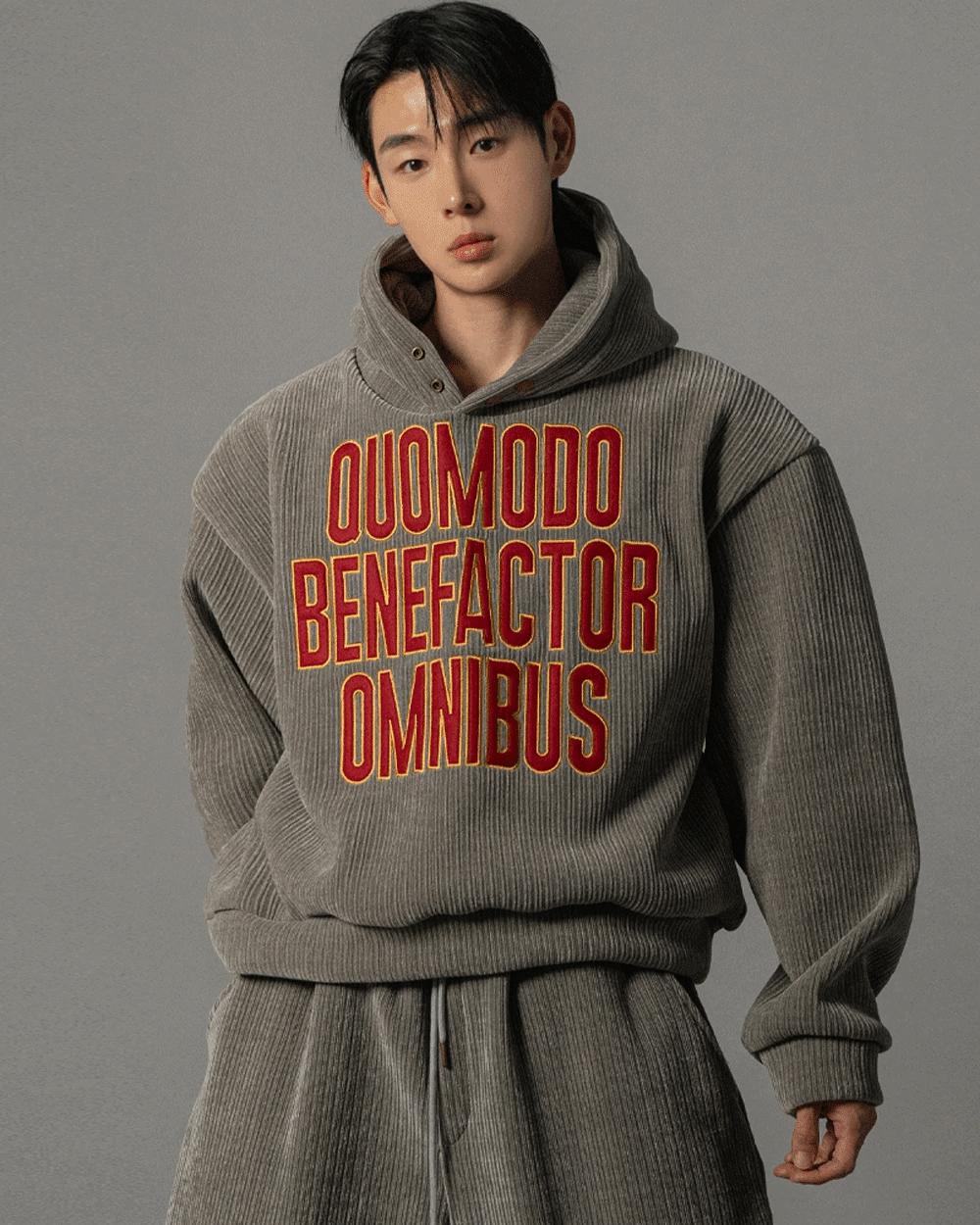 刺繡燈芯絨連帽衫