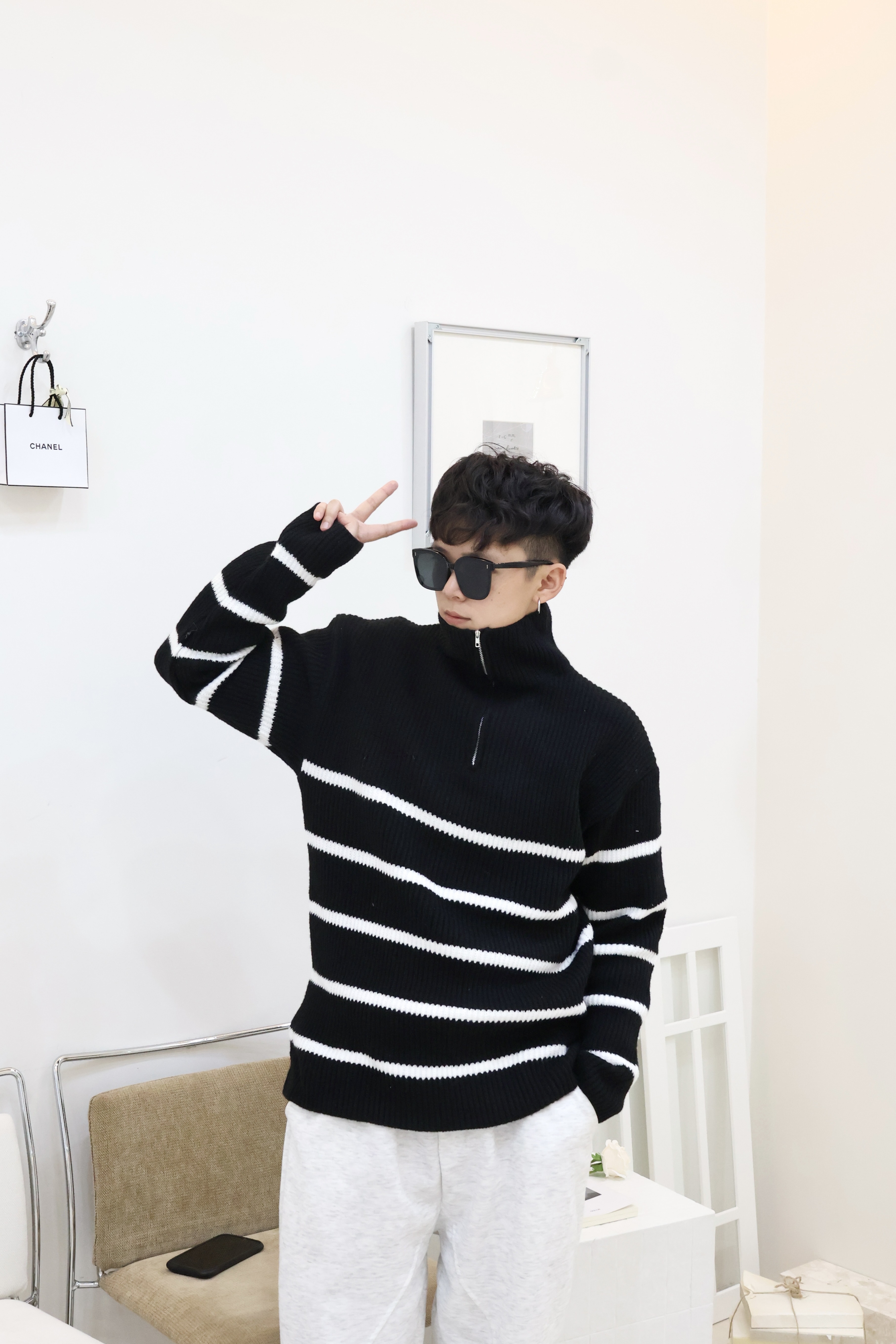 韓系半高領拉鏈毛衣🍂