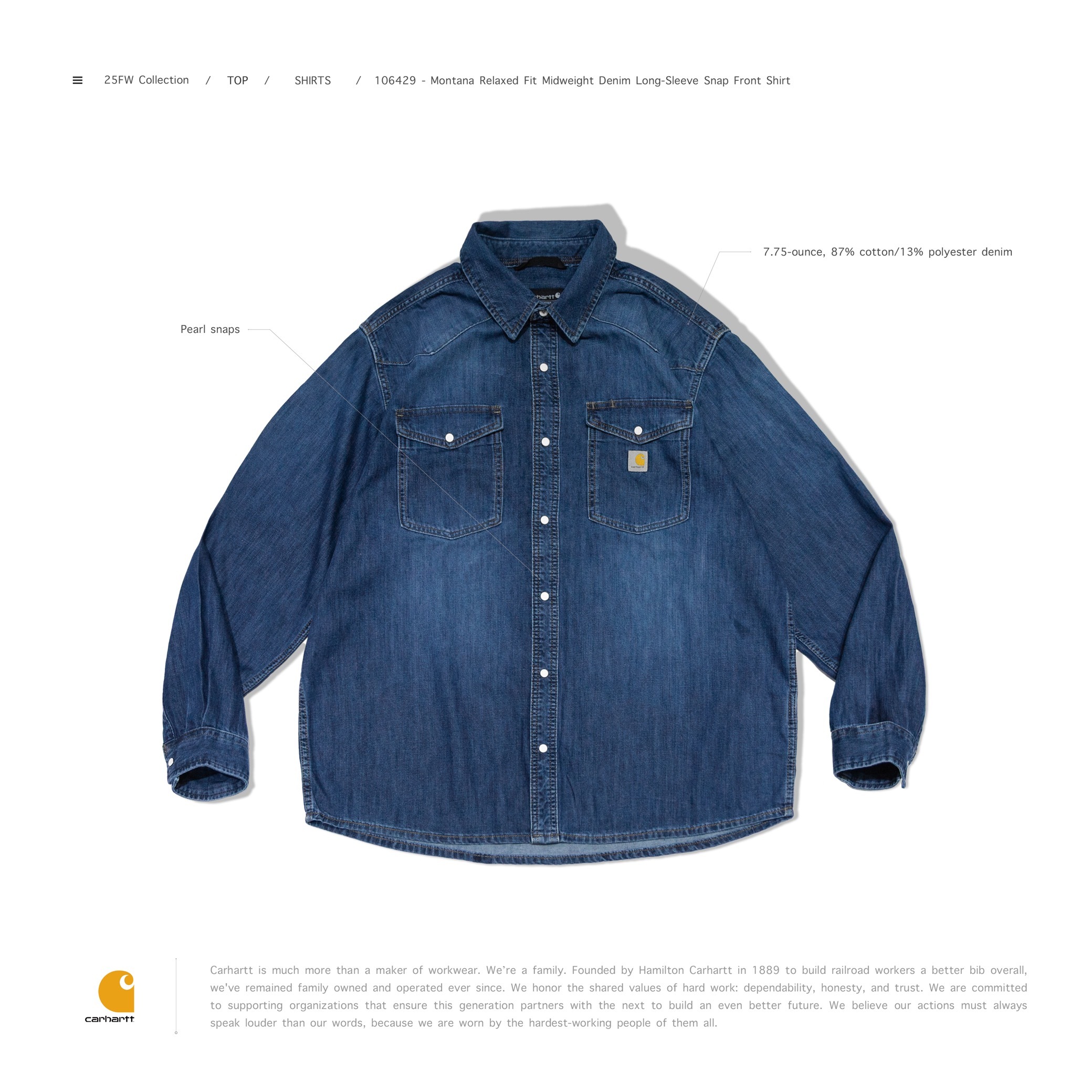 Carhartt - Montana 7.75oz Denim Long-Sleeve Snap Front Shirt " 106429 "