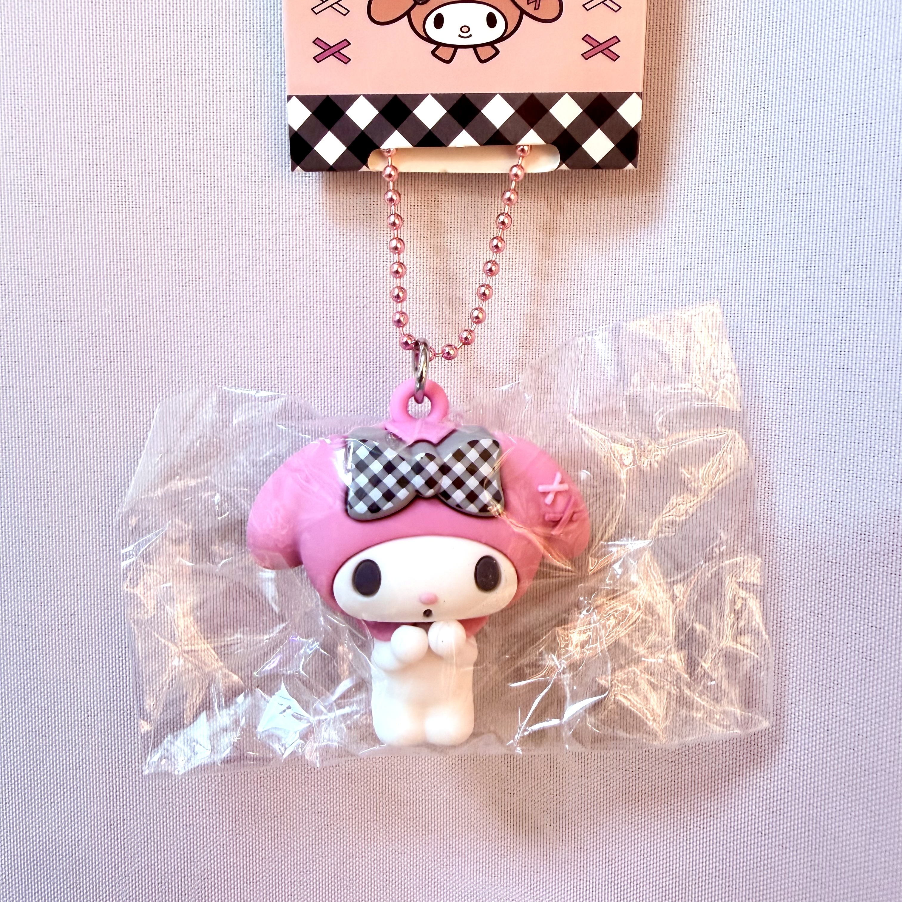 日本 Sanrio My Melody x Kuromi 格紋蝴蝶結系列 - PVC公仔匙扣