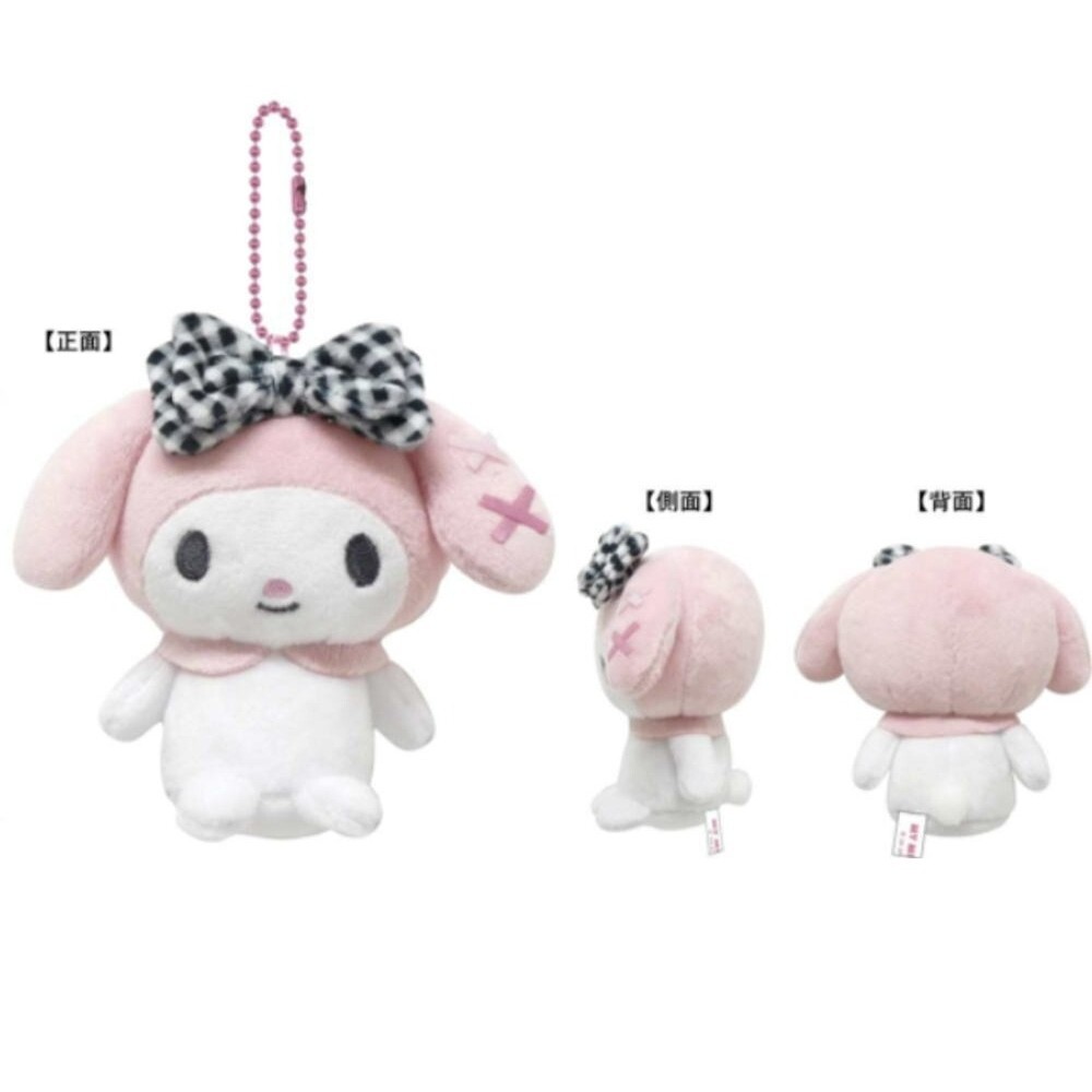 日本 Sanrio My Melody x Kuromi 格紋蝴蝶結系列 - 公仔匙扣