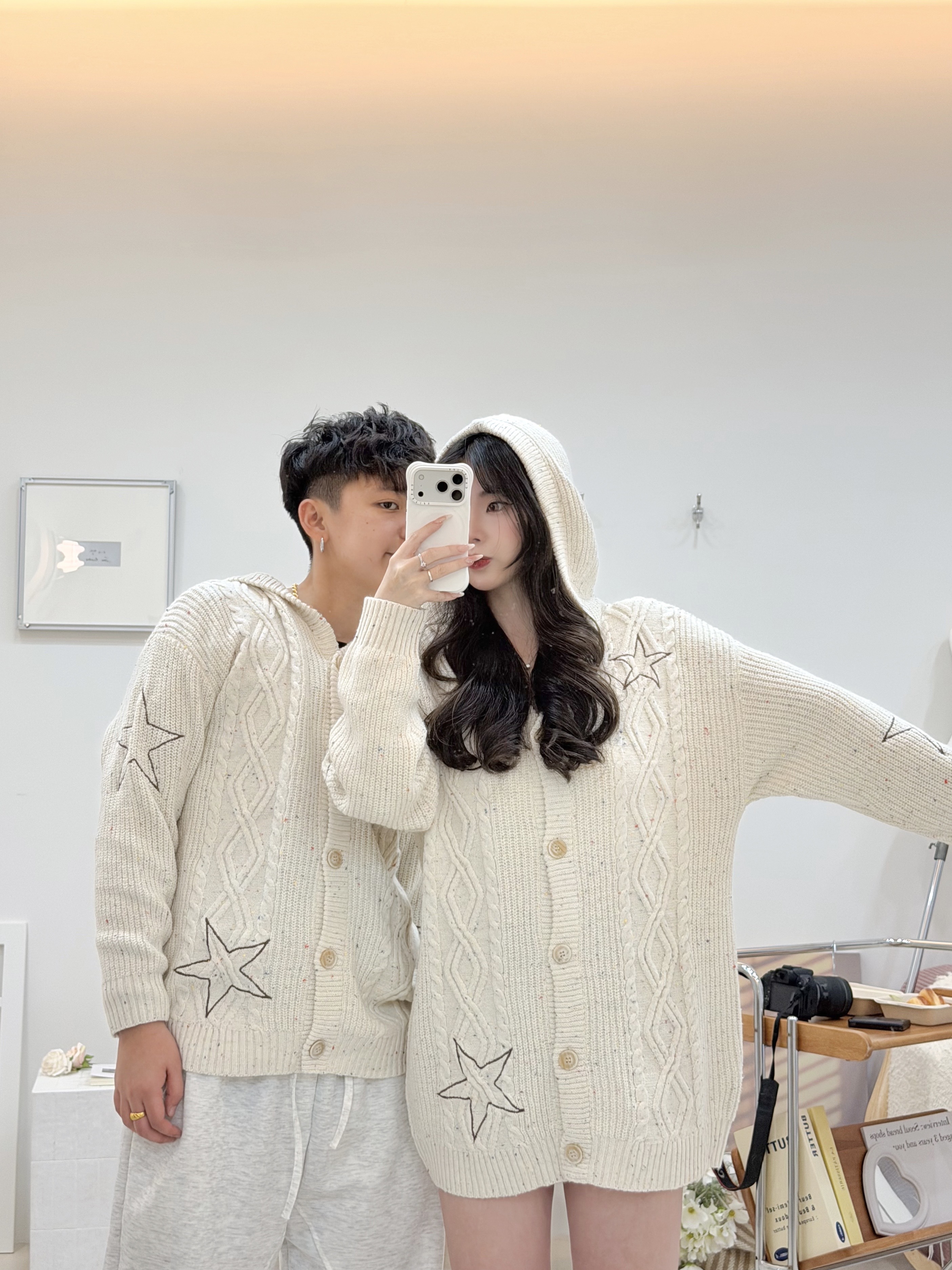 刺繡連帽麻花開衫🍁