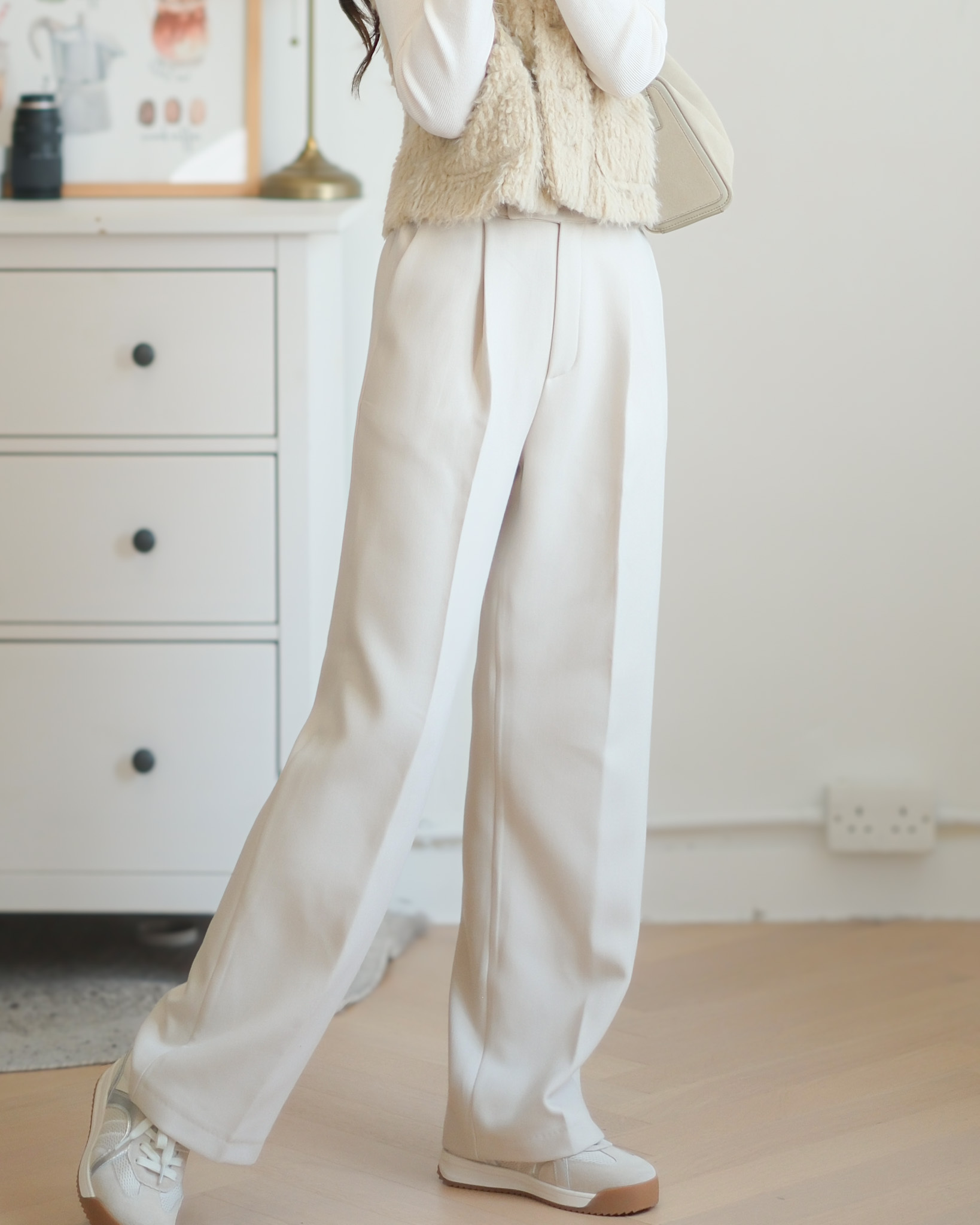 薄毛絨內層修形直腳褲 BT454