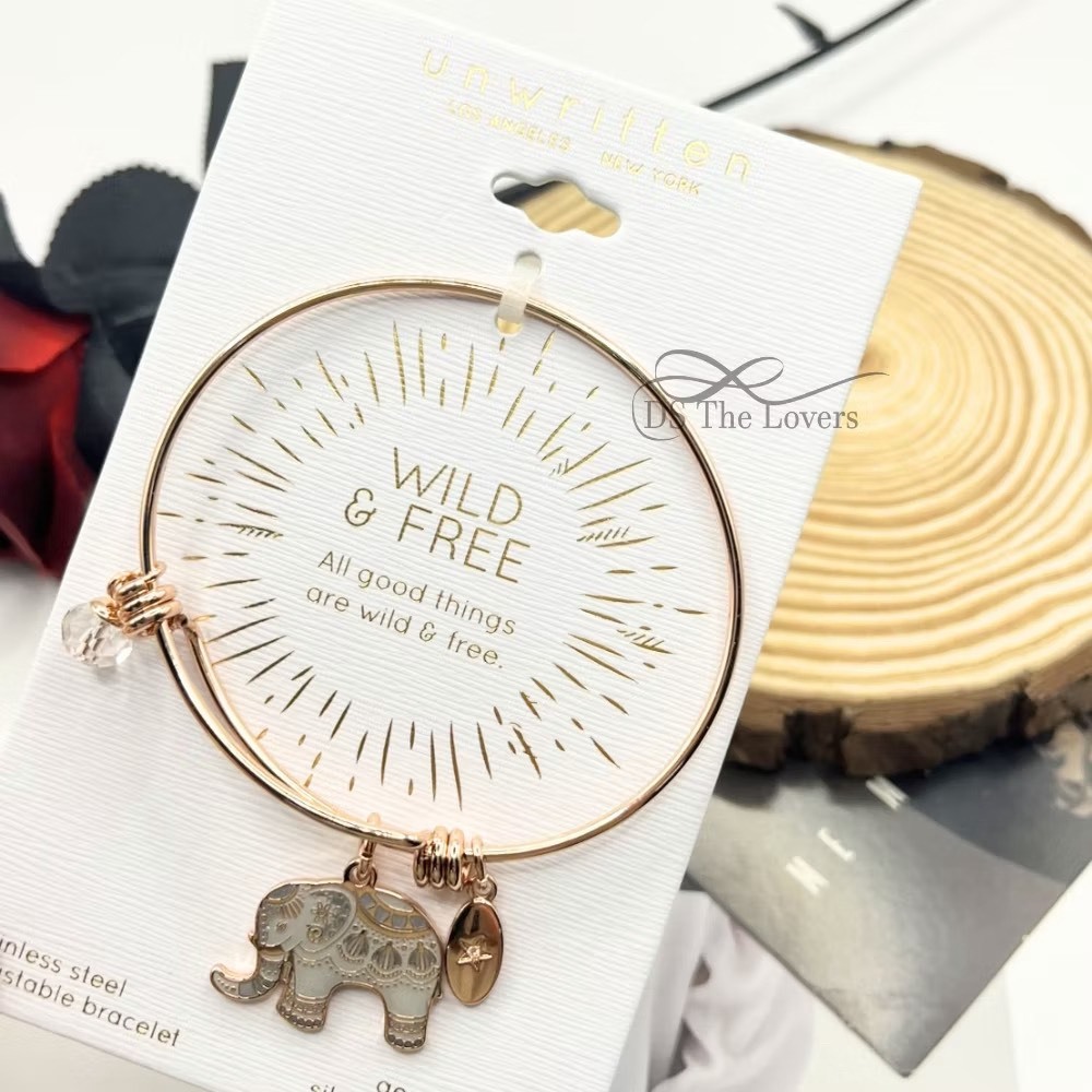 美國 Unwritten｜自由靈魂・玫瑰金幸運象雙色手環 (Wild and Free)