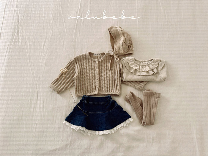 正韓春valu_bebe 花邊拼接牛仔裙