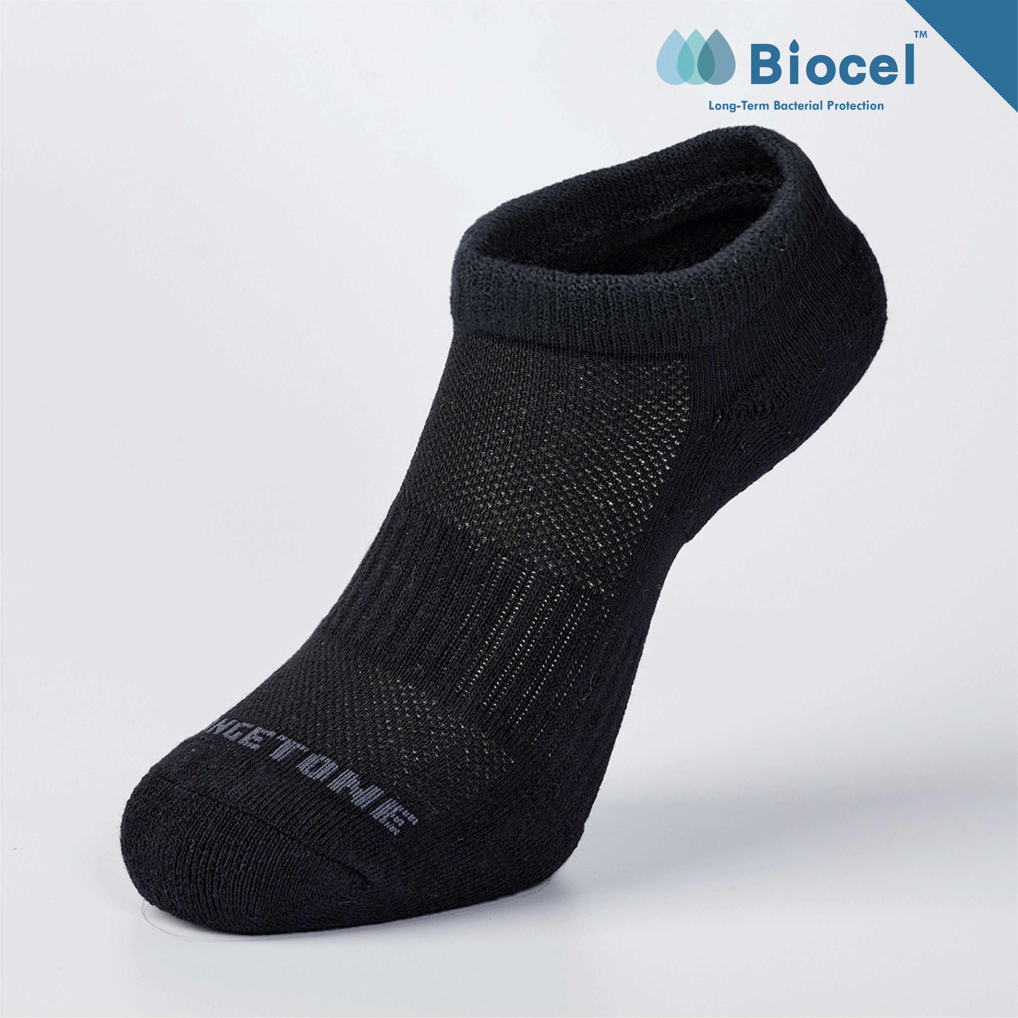 素面抗菌運動踝襪〈黑〉