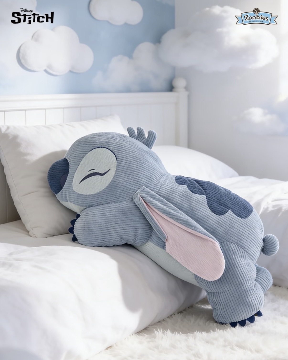 <正版授權>Zoobies 史迪奇 慵懶抱枕 腰靠 毛絨 娃娃 毛毯