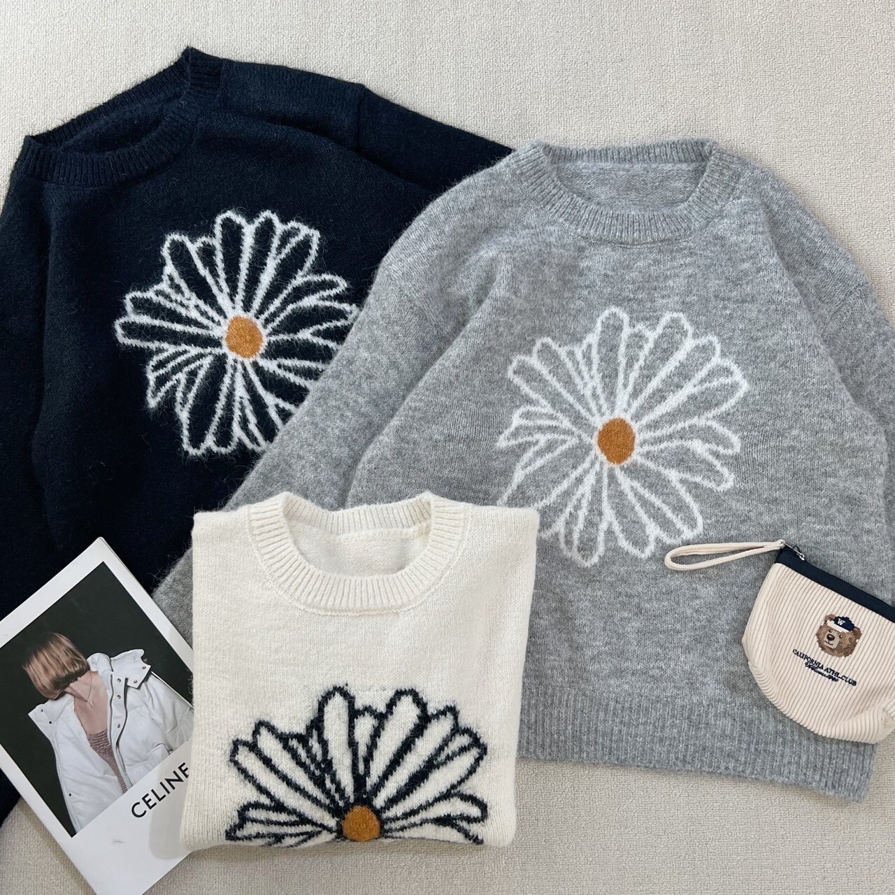 9063 簍空花朵針織毛衣