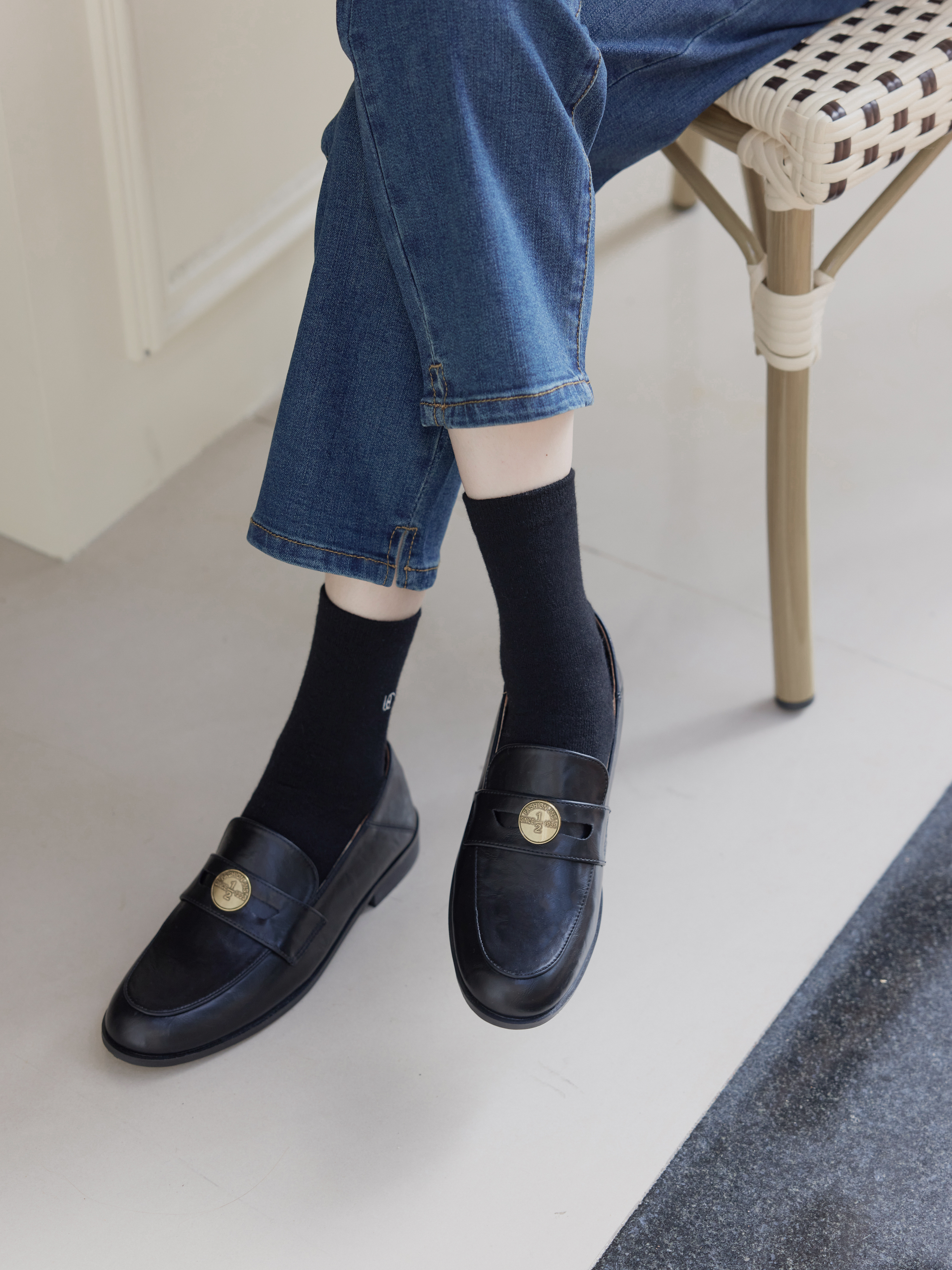 質感柔軟皮革金幣樂福鞋