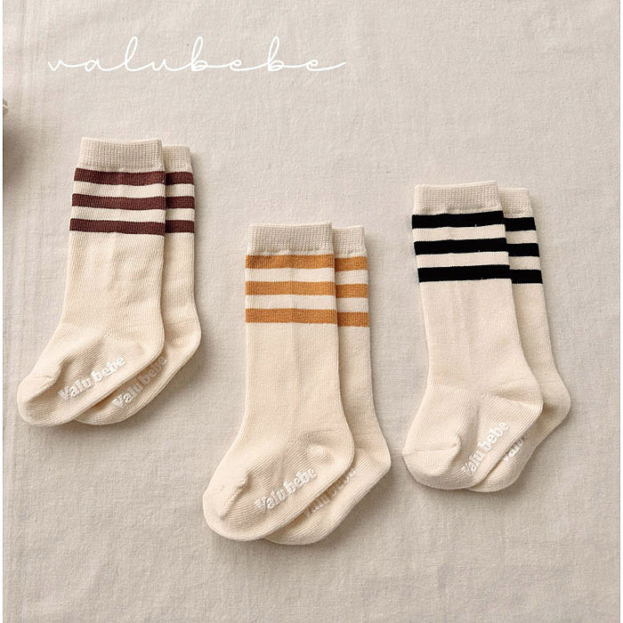正韓春valu_bebe 嫩嬰3入一組拼接線條襪