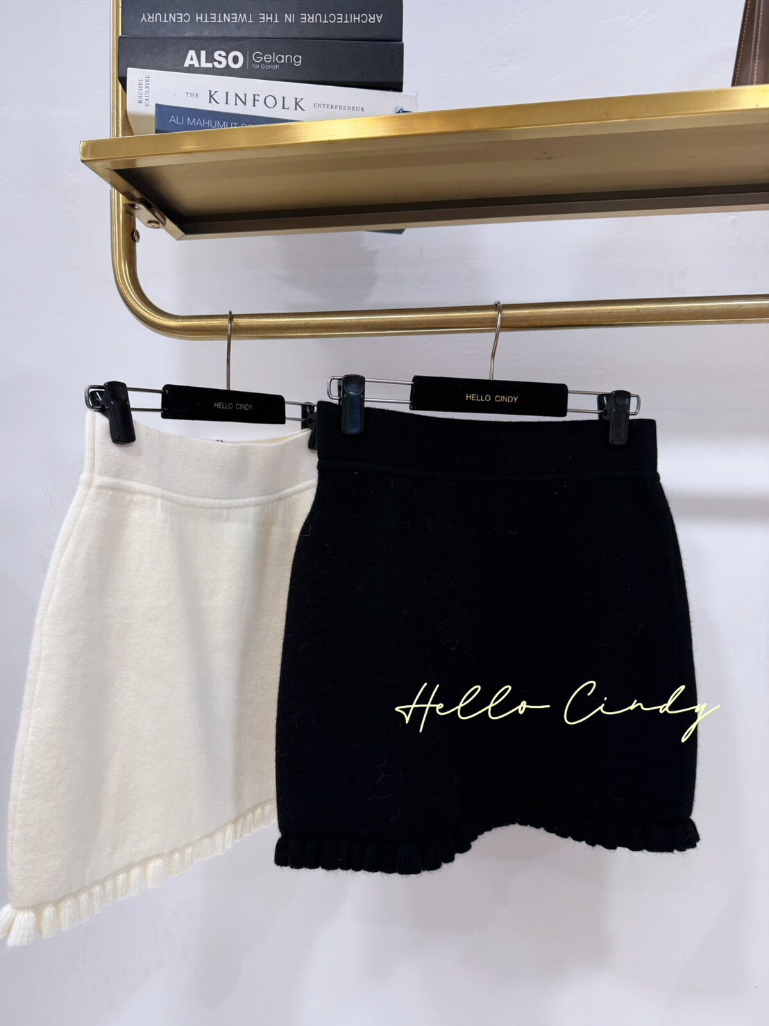 B01051日系千金感荷葉邊針織短裙