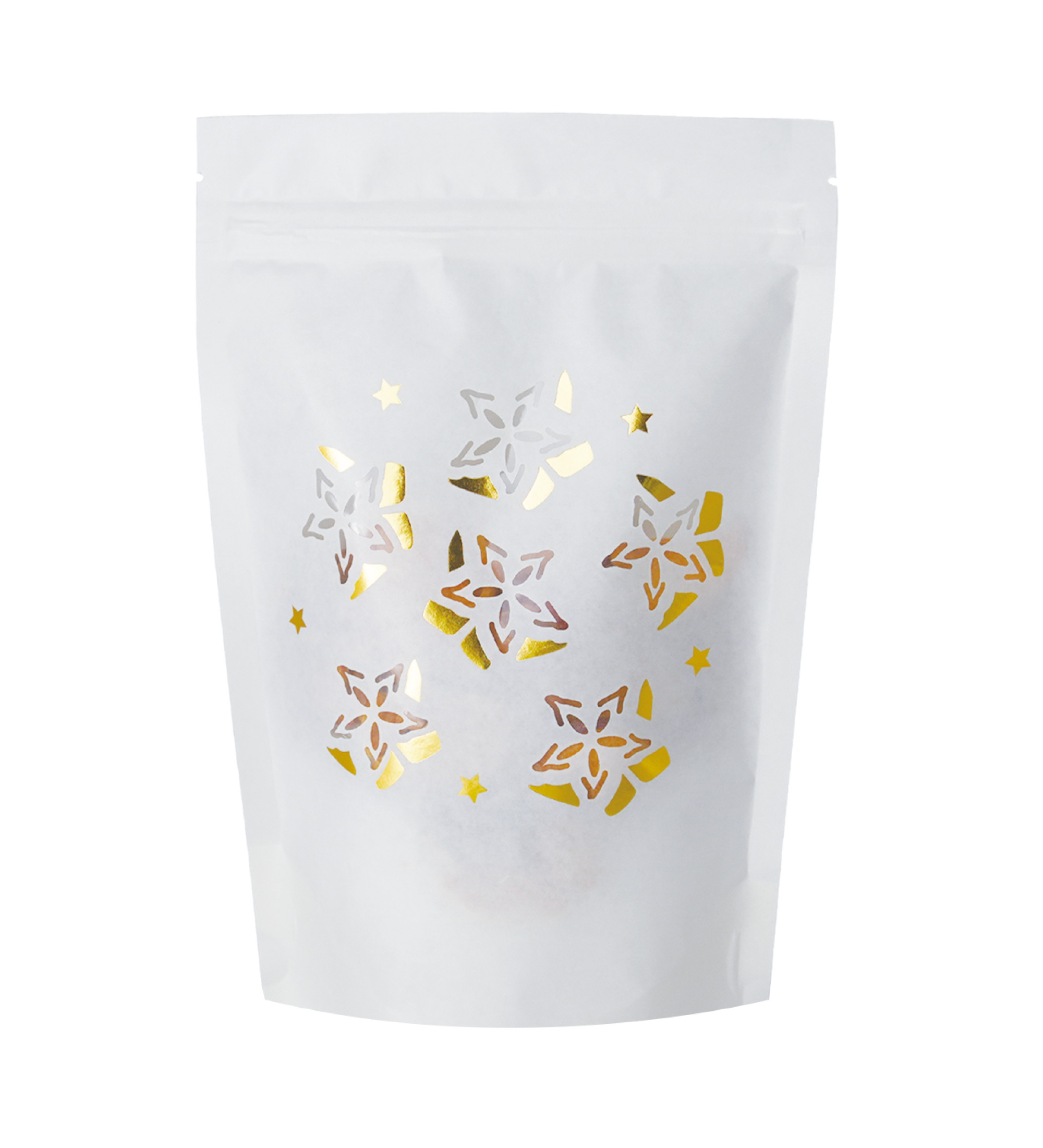 【250g】白多色燙金+雷射(激光)開窗站立夾鏈袋 - 水果系列