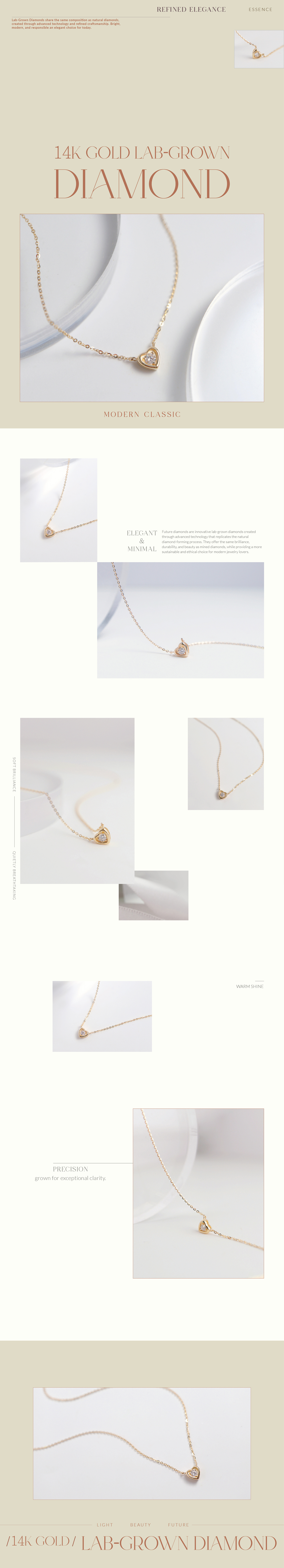 14K 心光鑽石項鍊｜Miestilo Jewelry設計師輕珠寶品牌｜舒飾質感每一刻