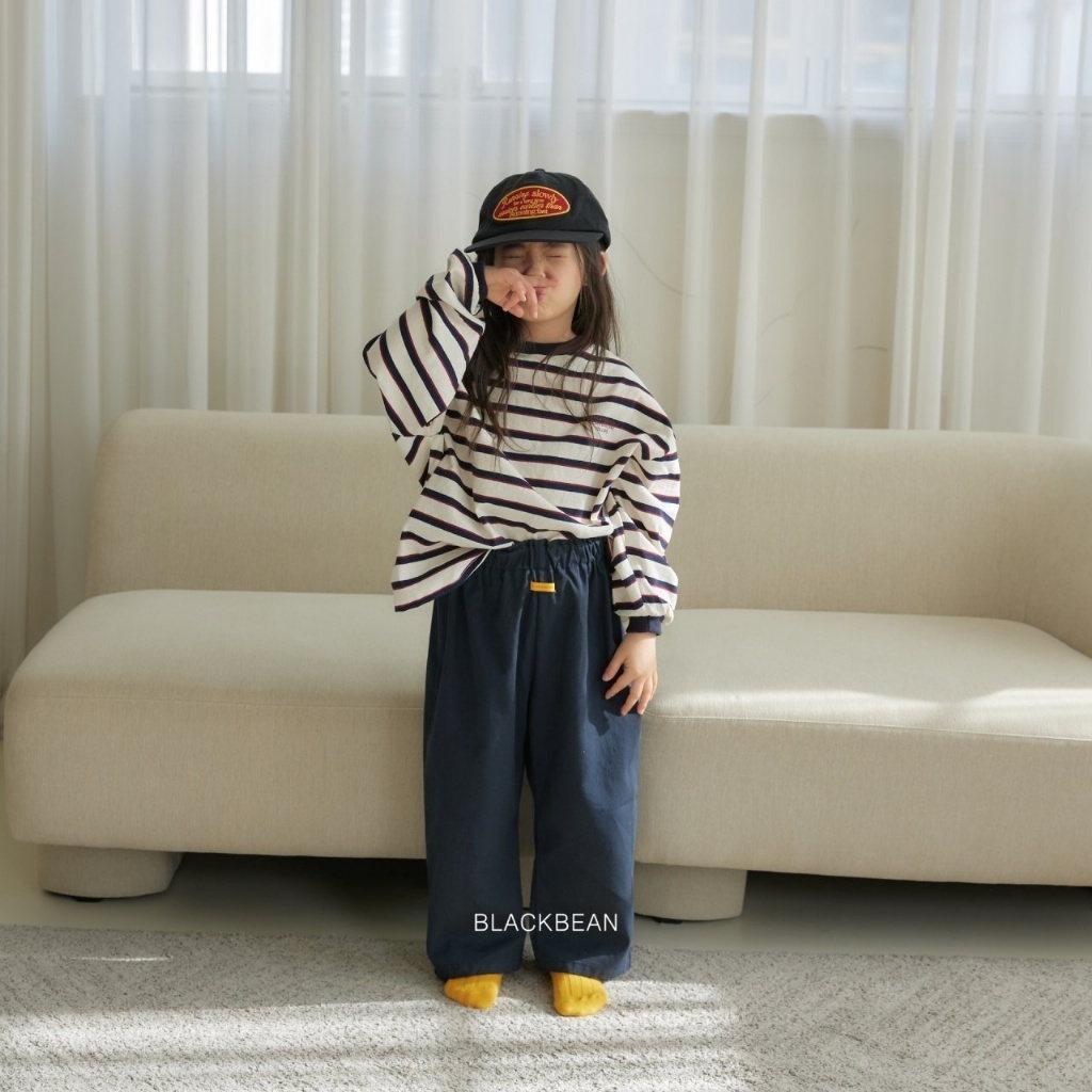 正韓春blackbean 嫩嬰/小童兩色寬條紋大學上衣