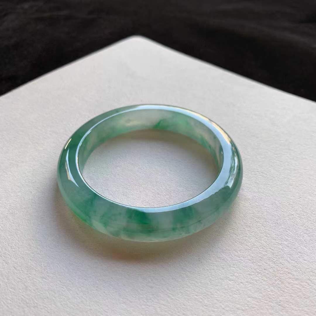 翡翠冰種果陽綠正圈手鐲,天然翡翠A玉, 緬甸玉, Jade, Jadeite