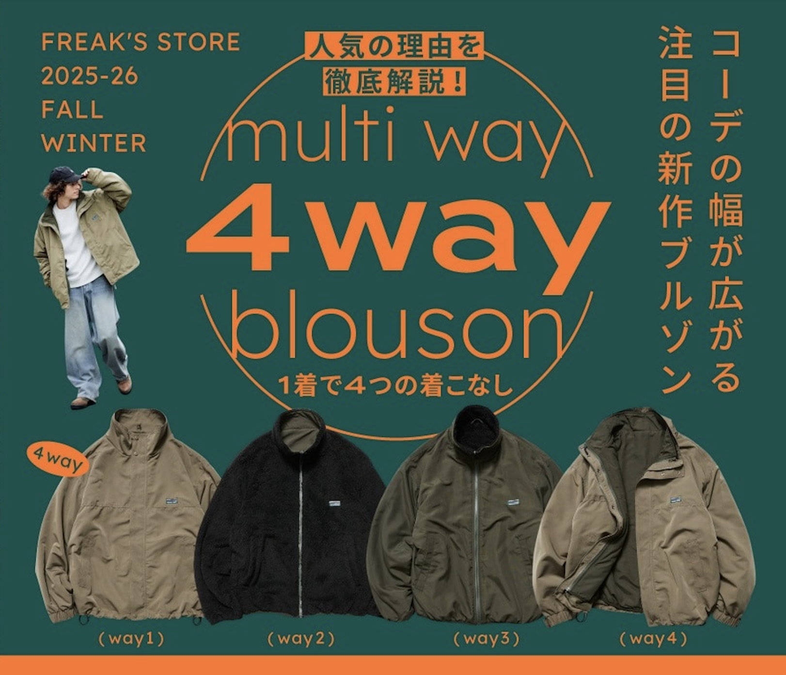 限時特價預購┃FREAK'S STORE 雙面穿 4WAY 尼龍 抓絨 毛毛 可拆式 立領 外套