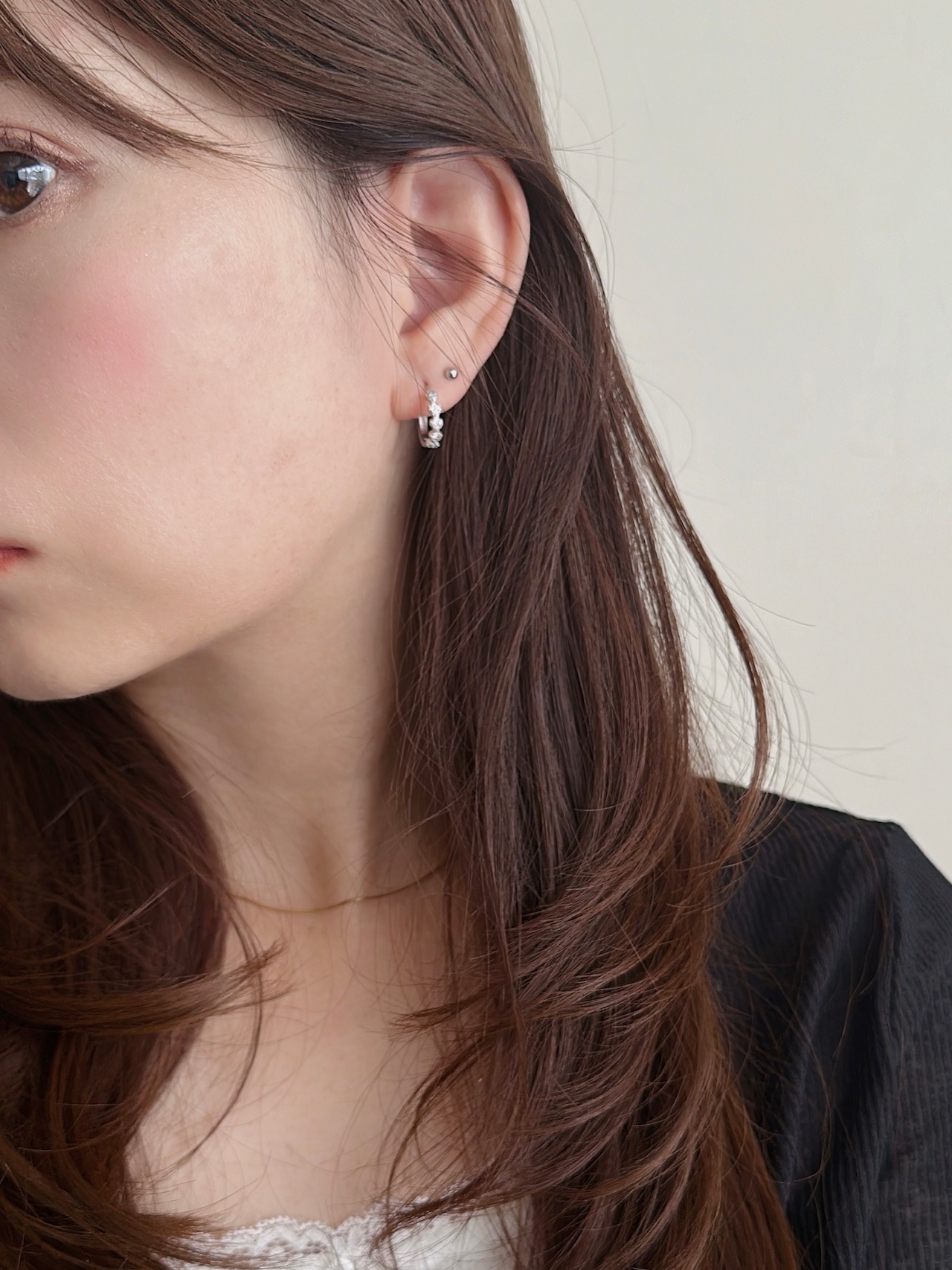 S925 love line heart hoop pierce