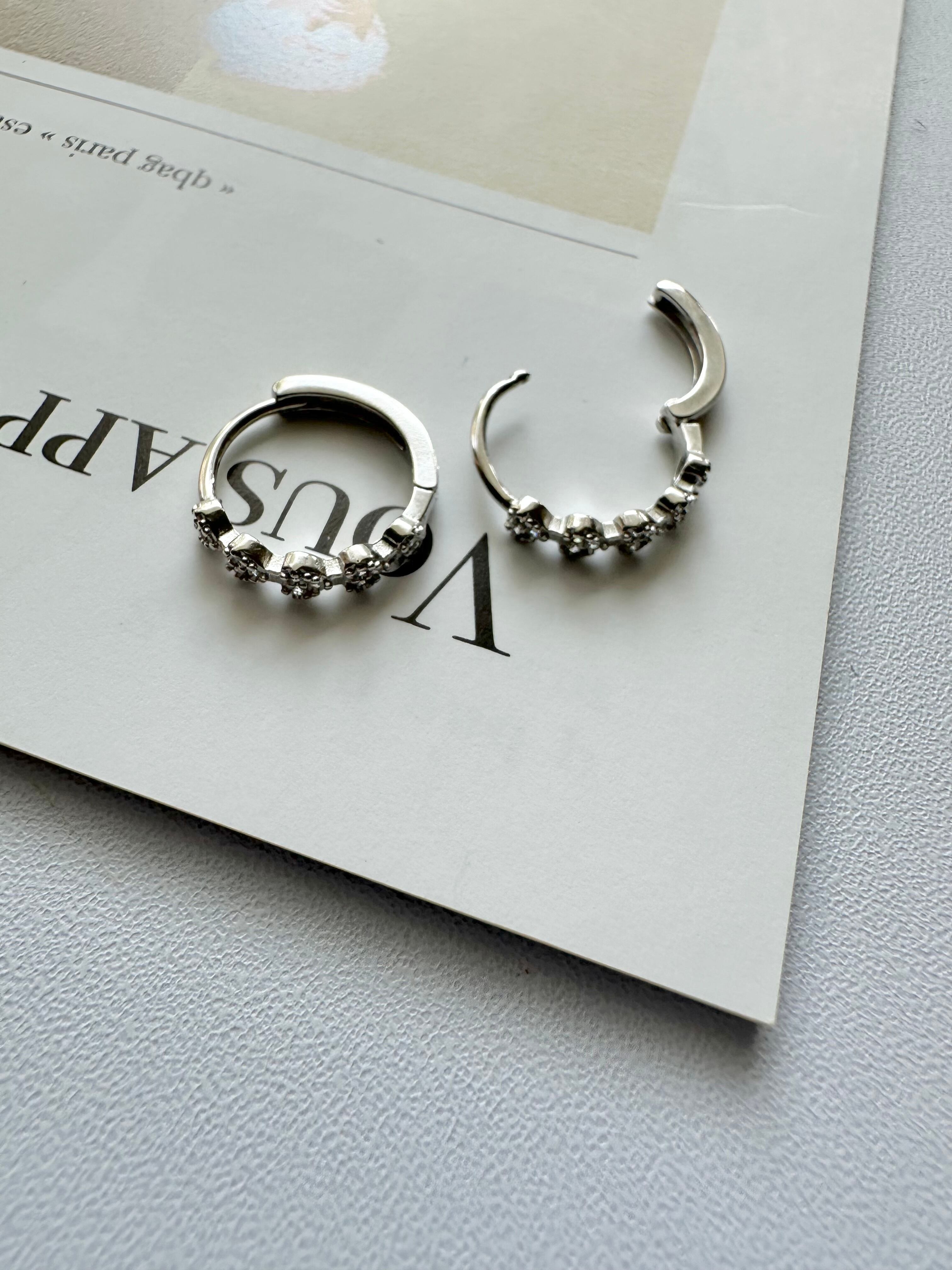 S925 love line heart hoop pierce