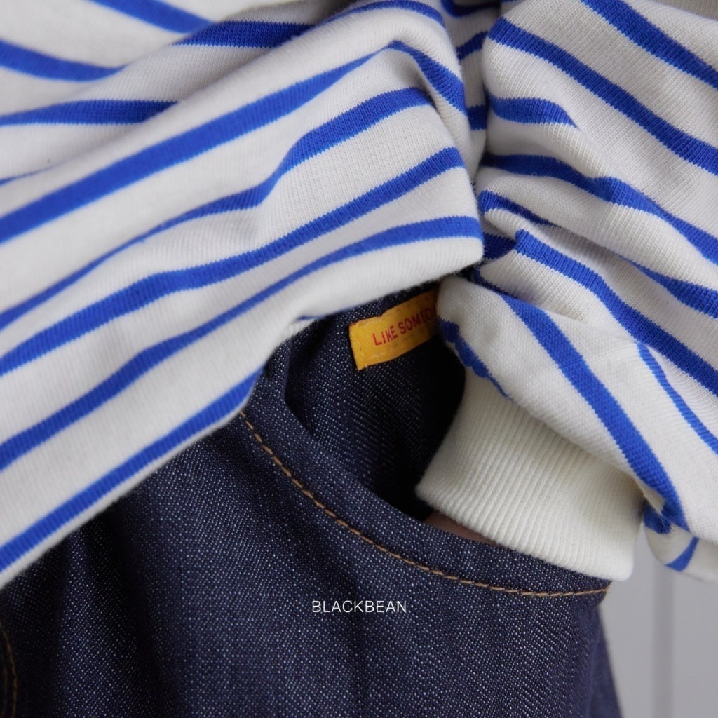 正韓春blackbean 嫩嬰/小童布標牛仔寬褲