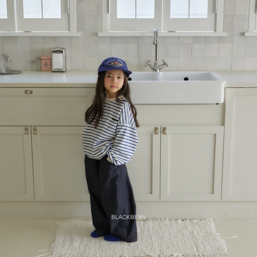 正韓春blackbean 嫩嬰/小童布標牛仔寬褲