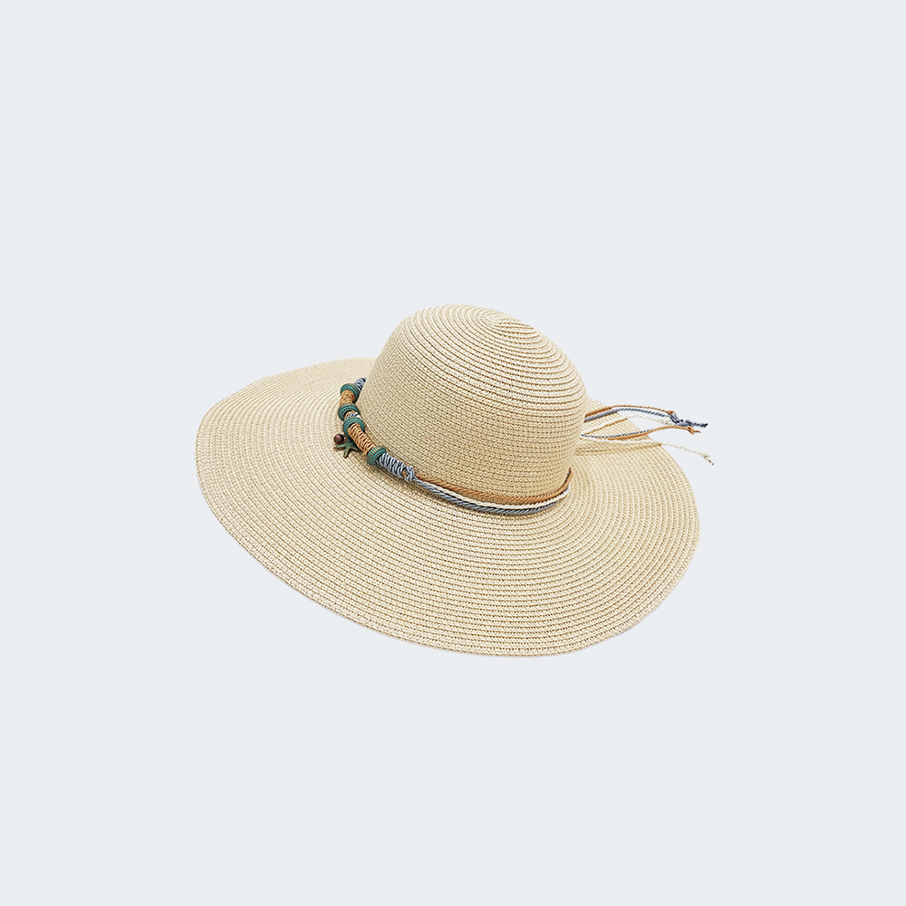 編織流線大簷造型遮陽帽