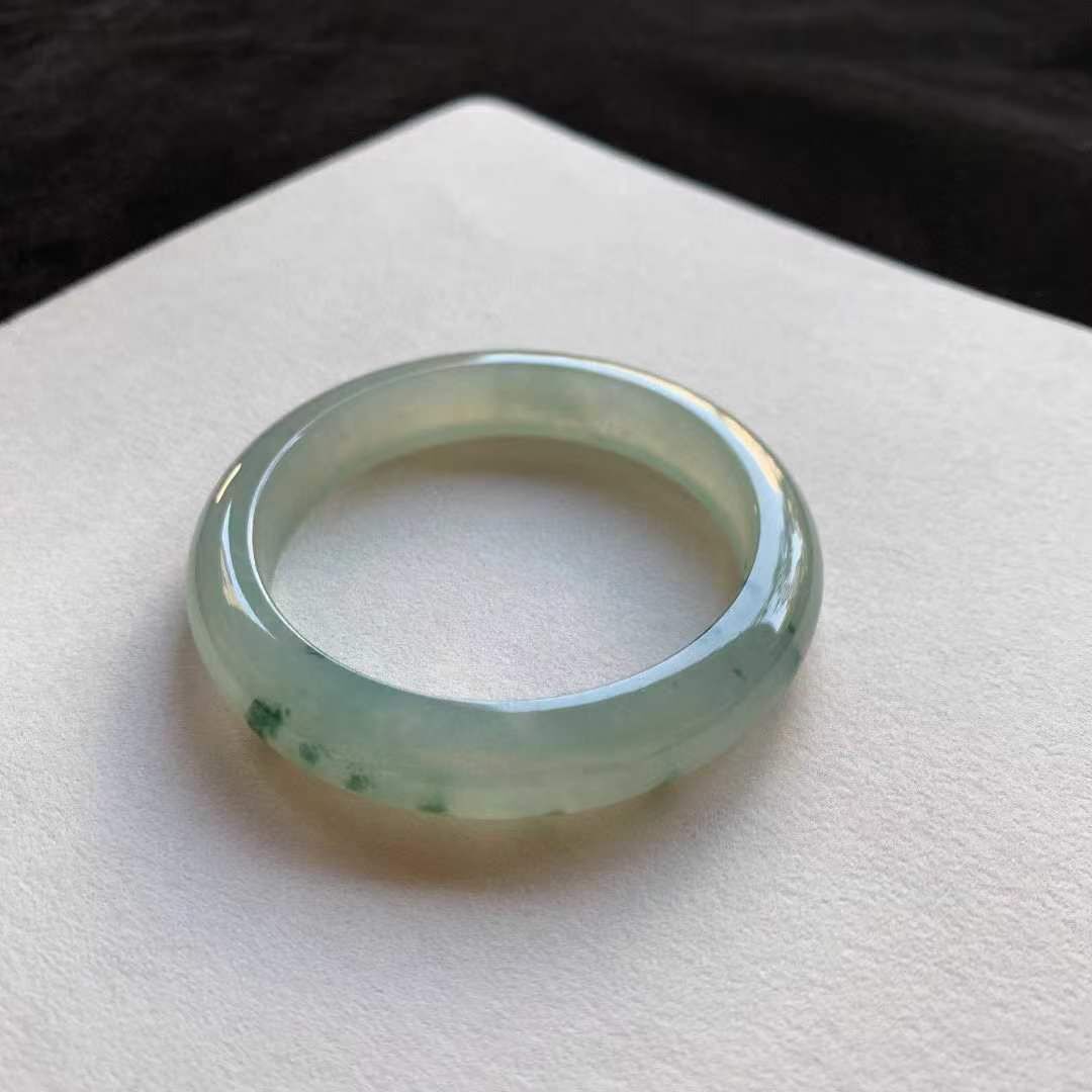 192344 58mm翡翠冰飄花正圈手鐲 (56-58)