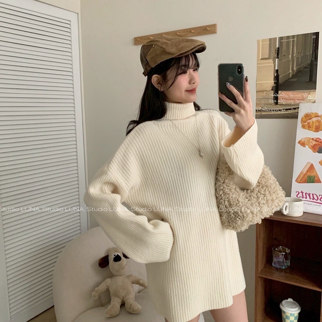 慵懶廓形．冬日高領豎紋針織長上衣 ❄️