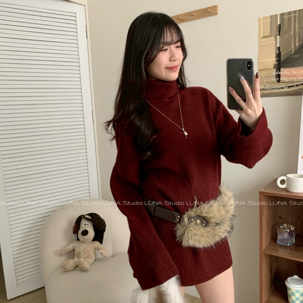 慵懶廓形．冬日高領豎紋針織長上衣 ❄️