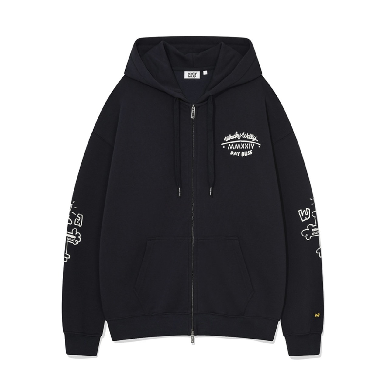 韓國 Wacky Willy 小飛人 刺繡 雙拉鍊連帽外套