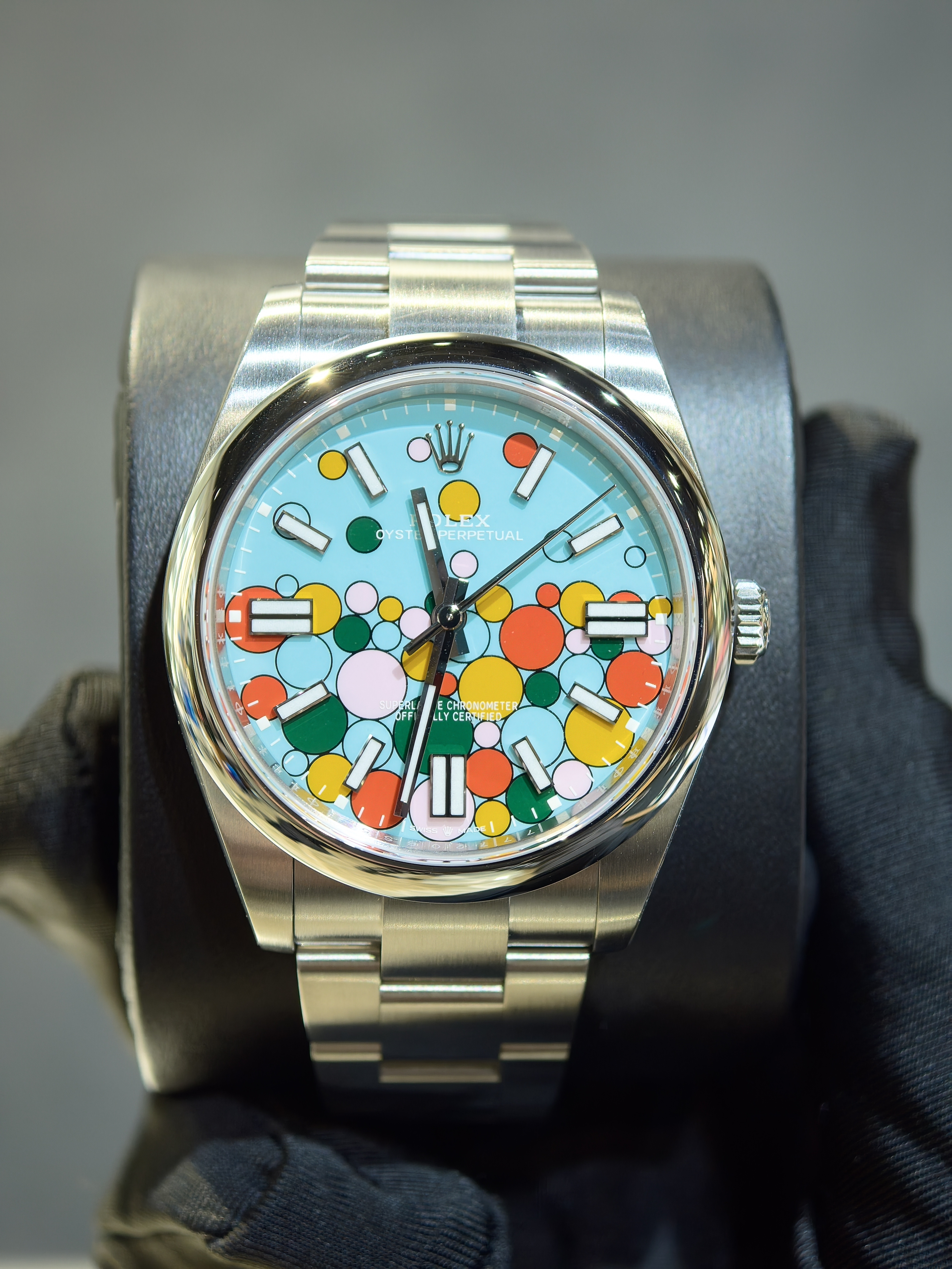Discontinued BRAND NEW ROLEX 124300 OYSTER PERPETUAL 41 celebration turquoise blue DIAL AND AN OYSTER BRACELET Full STICKER