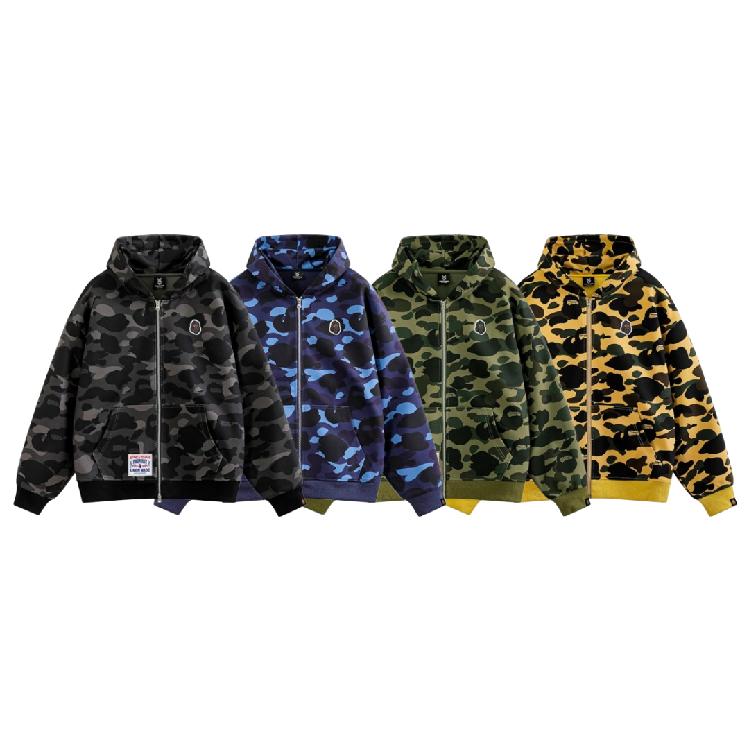 Fingercroxx FGXX 猿人 迷彩 雙拉鍊 連帽外套