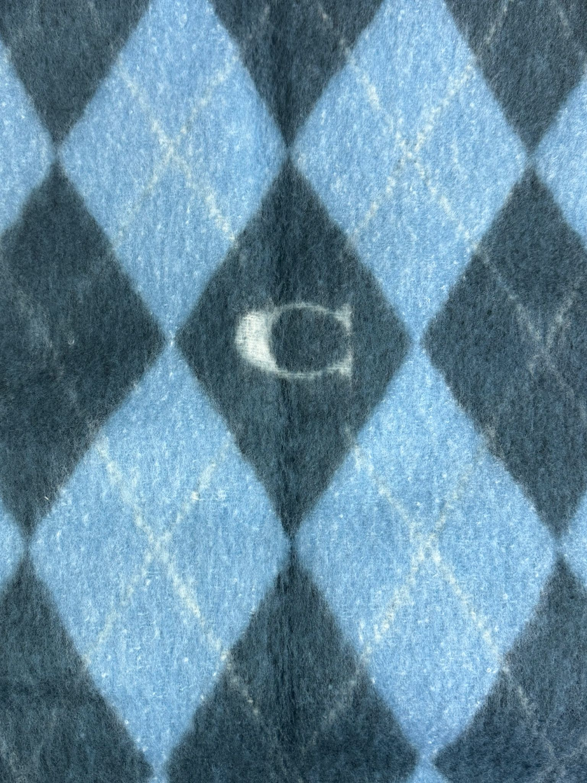 4G250 Coach 83%wool 藍色羊毛圍巾 184cm x 49cm