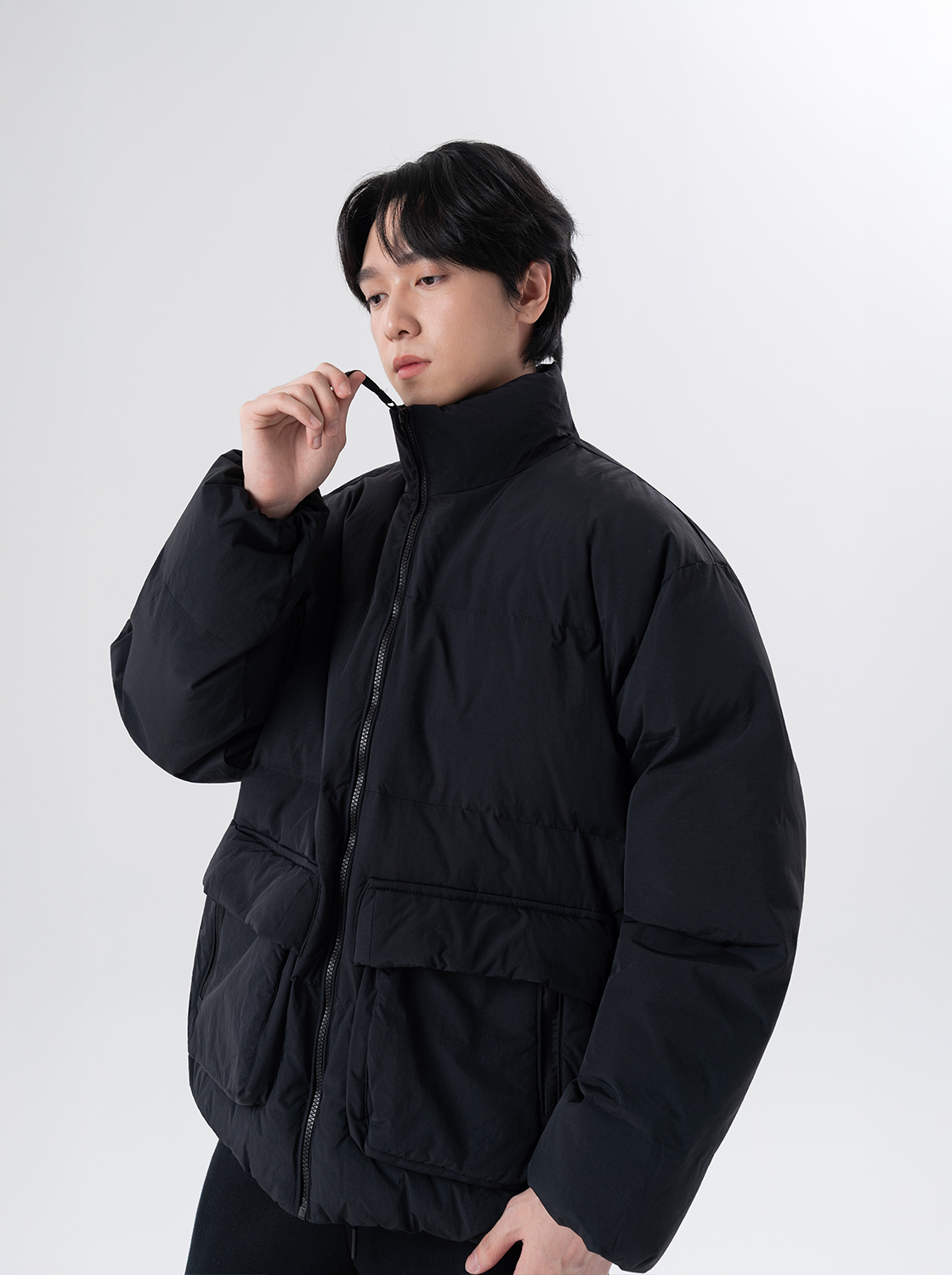 肌理感造型口袋立領麵包外套