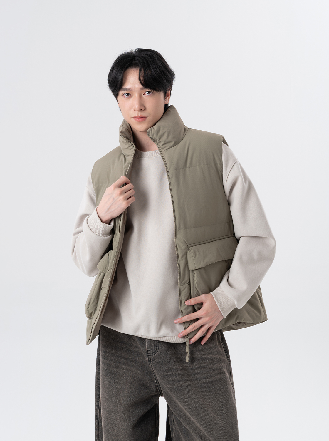 【任兩件折600】【期間限定】防潑水立體口袋科技棉背心