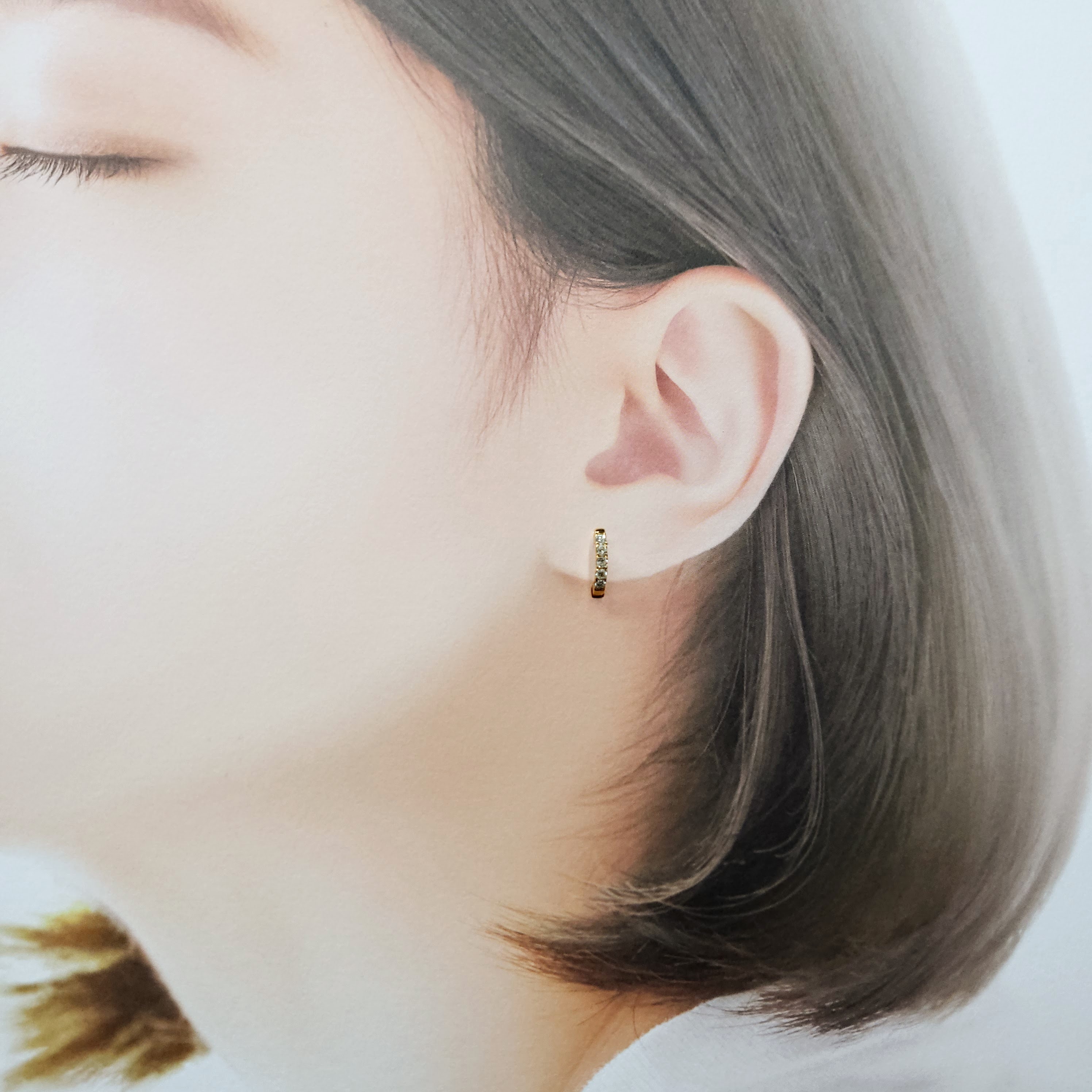 全新18K黃金22份鑽石圈耳環