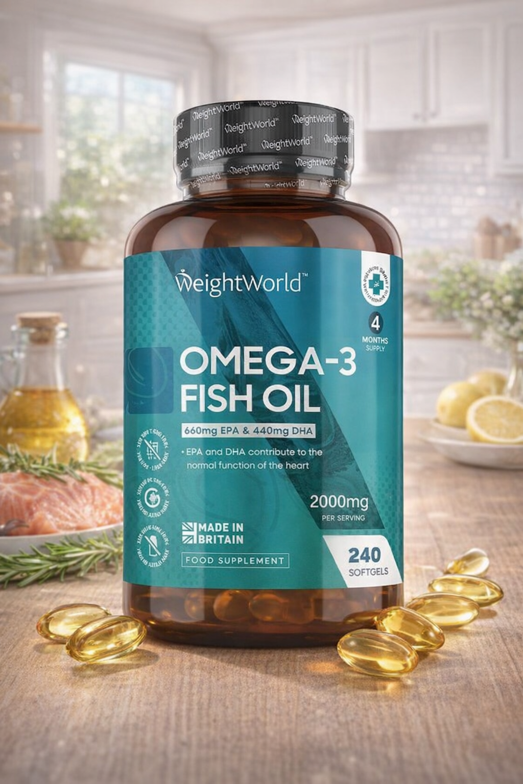 英國 WeightWorld Omega-3 高單位魚油 240顆