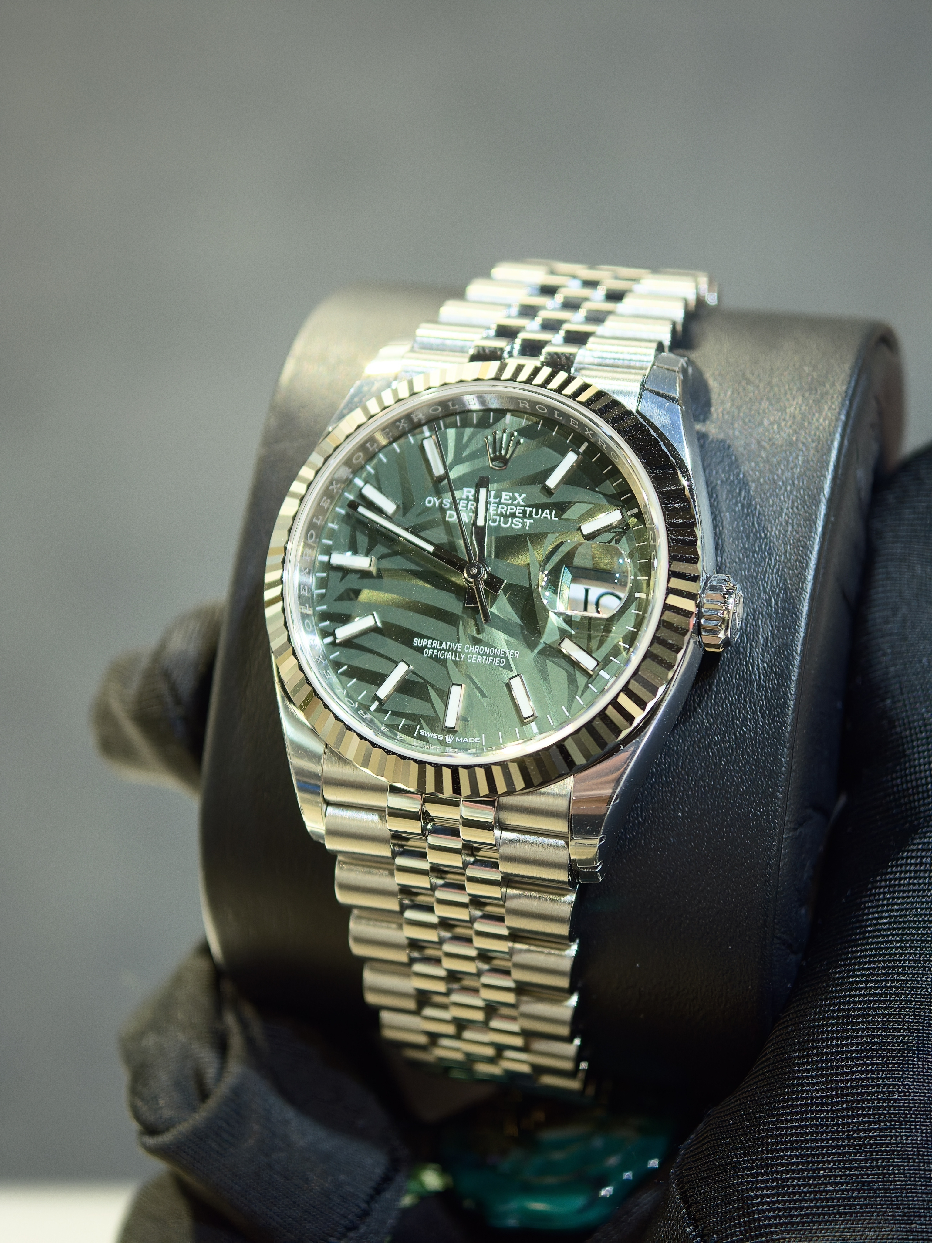 全新勞力士 126234 綠棕櫚面白金鋼 DATEJUST 36 錶盤36毫米鋼珠帶