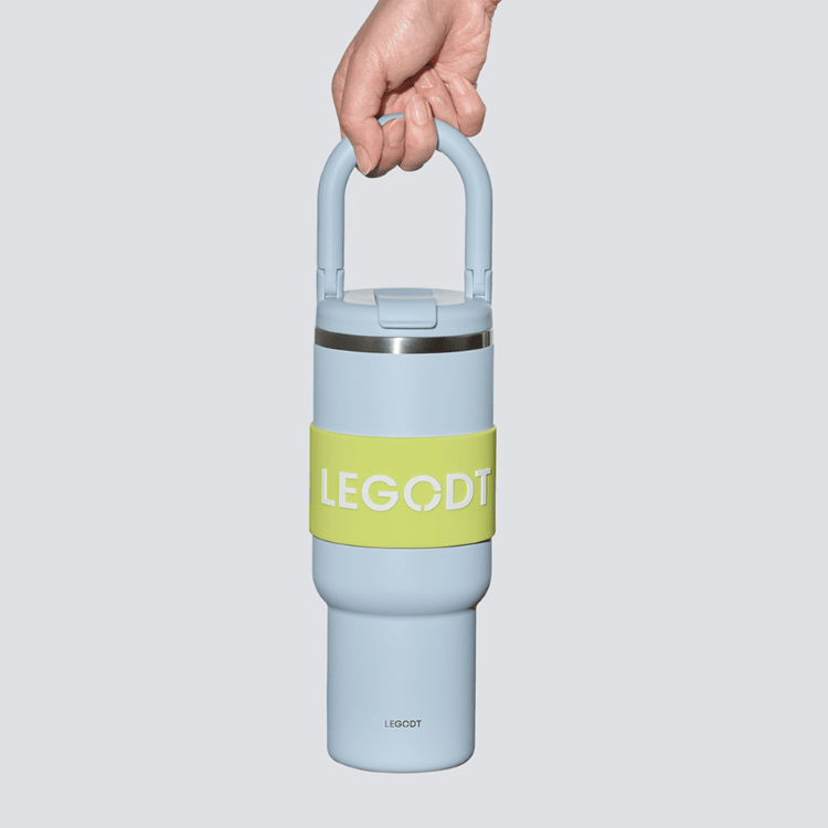 韓國 LEGODT 多巴胺繽紛提把保溫瓶 multi 1000ml 霧藍