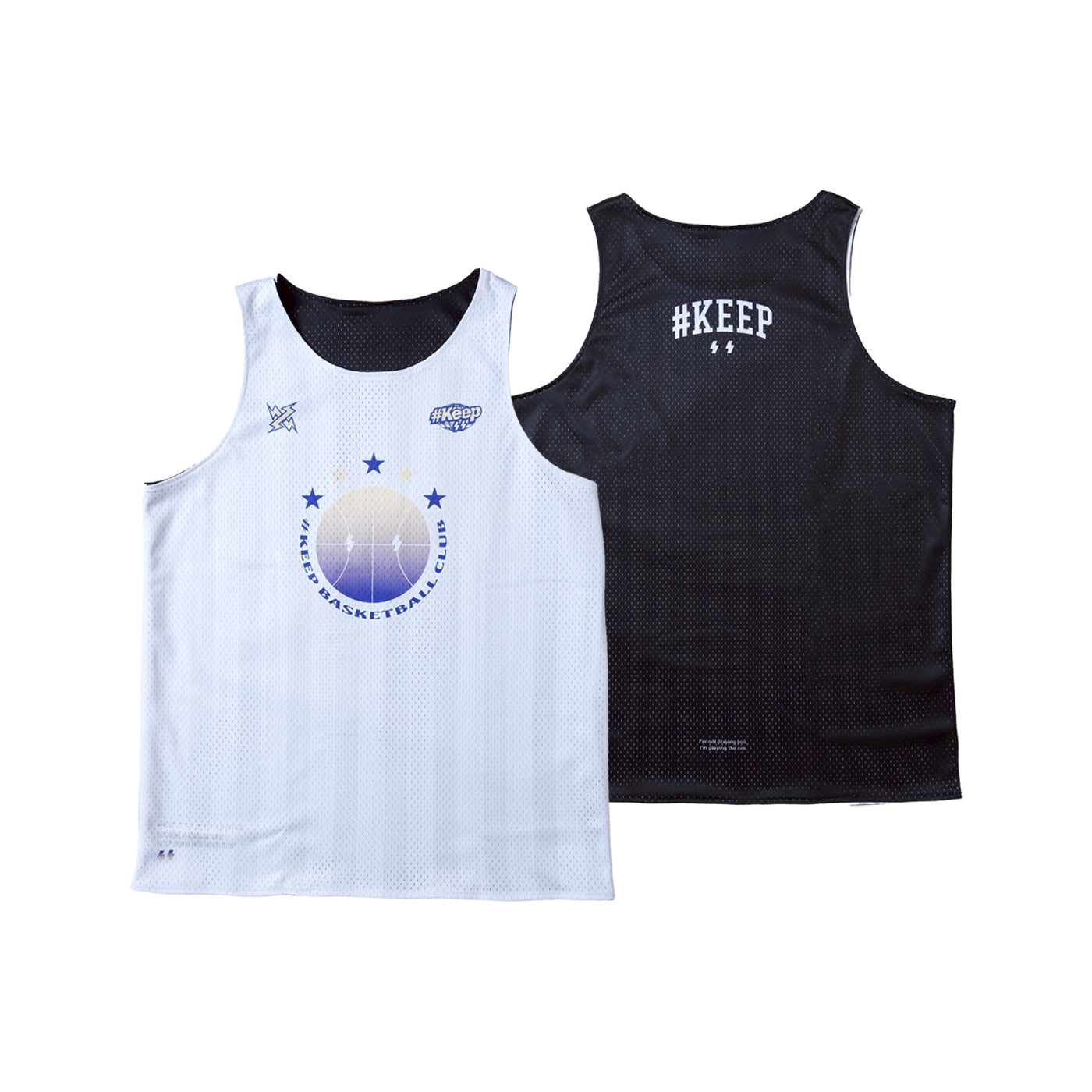 #KEEP IN YOUR FACE 黑白 籃球 漸層 閃電 透氣 運動 正面衝突 雙面 球衣【KS336】