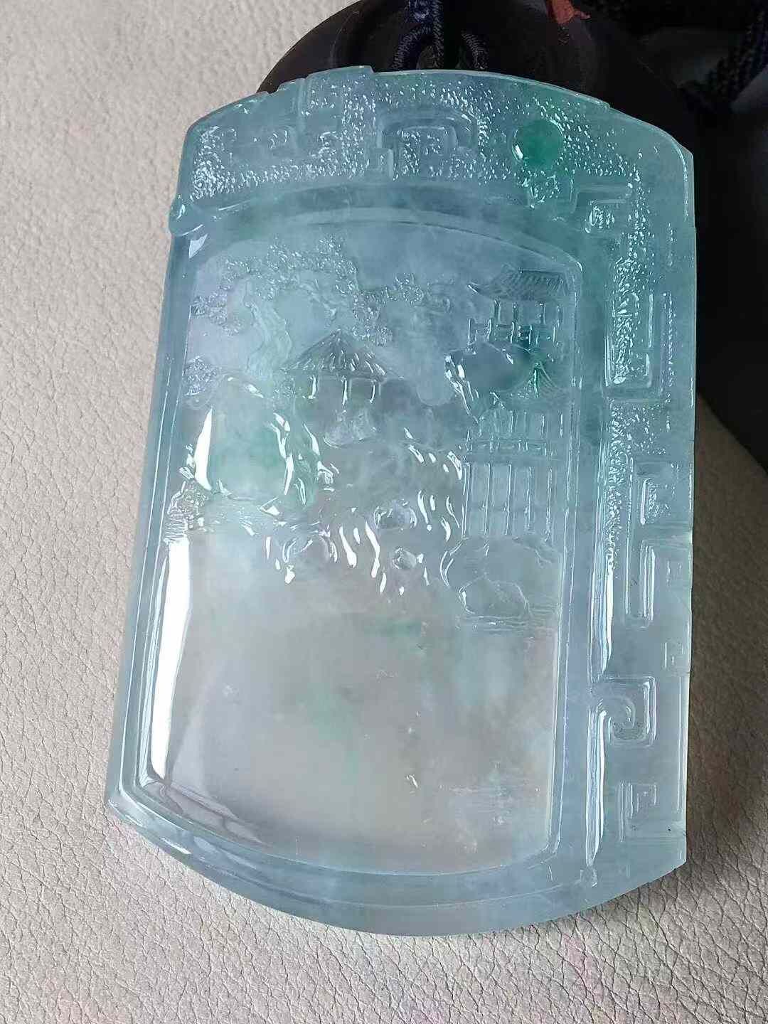 翡翠冰種山水牌吊墜,天然翡翠A玉, 緬甸玉, Jade, Jadeite